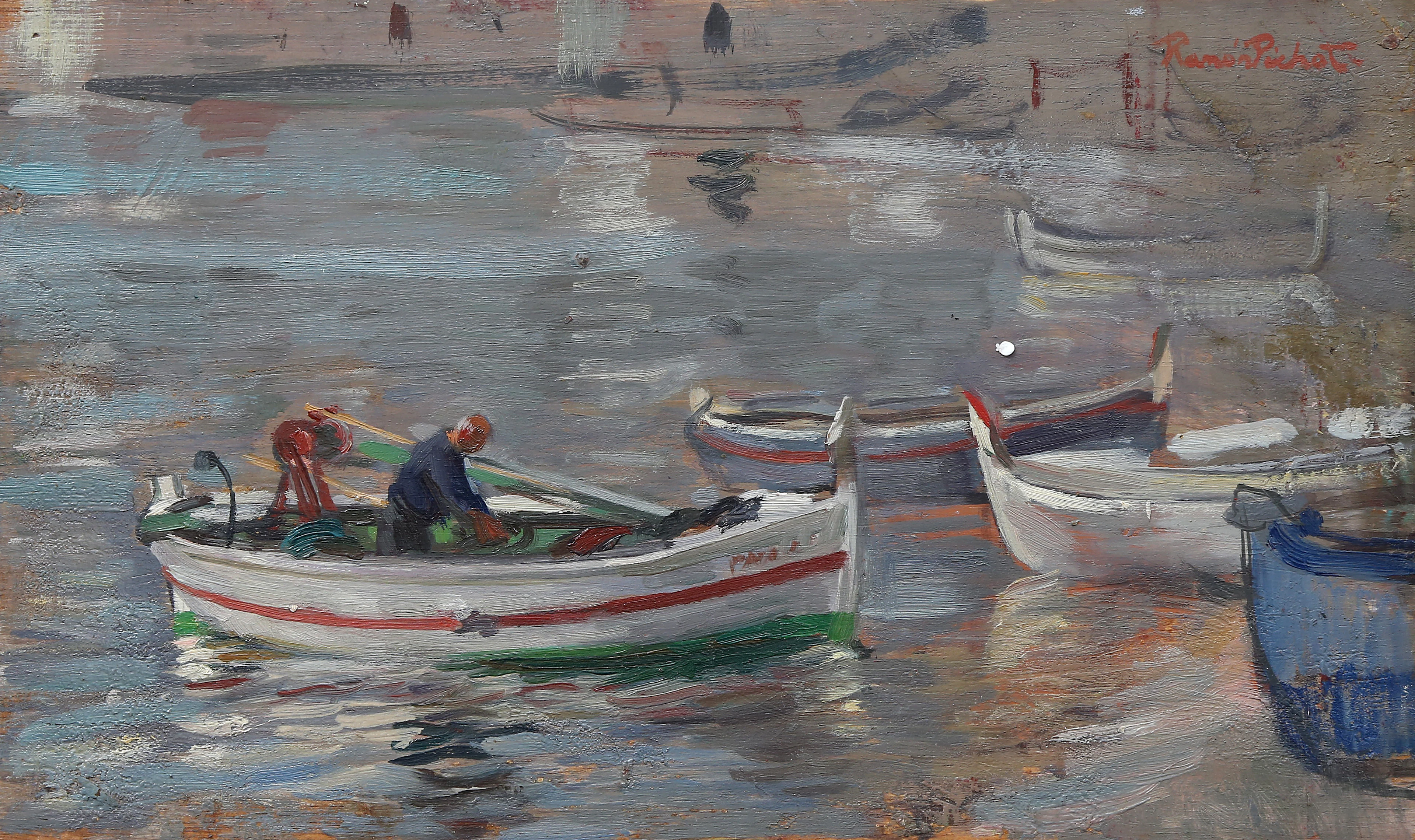 RAMÓN PICHOT SOLER. Boats on the beach.