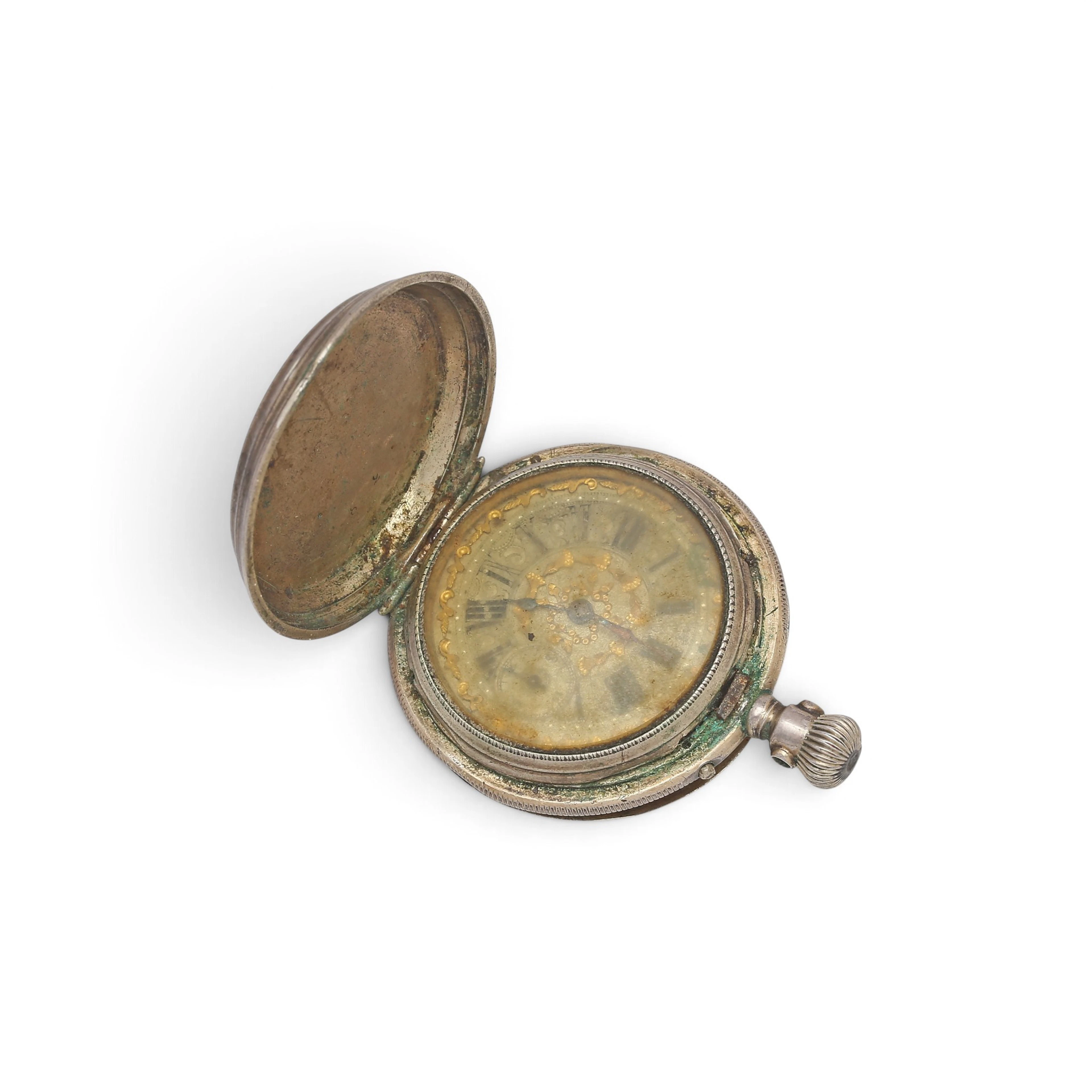 Reloj de bolsillo suizo en plata, de finales del siglo XIX.