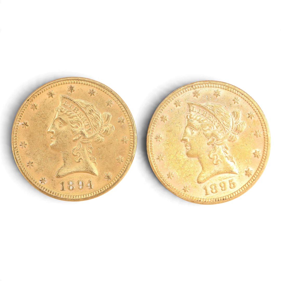 Two US gold coins, late 19th Century.