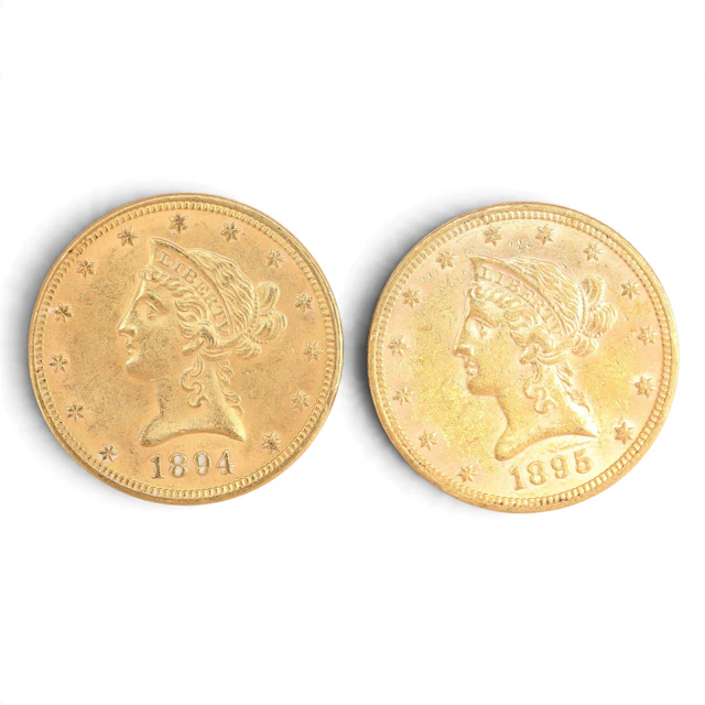 Two US gold coins, late 19th Century.