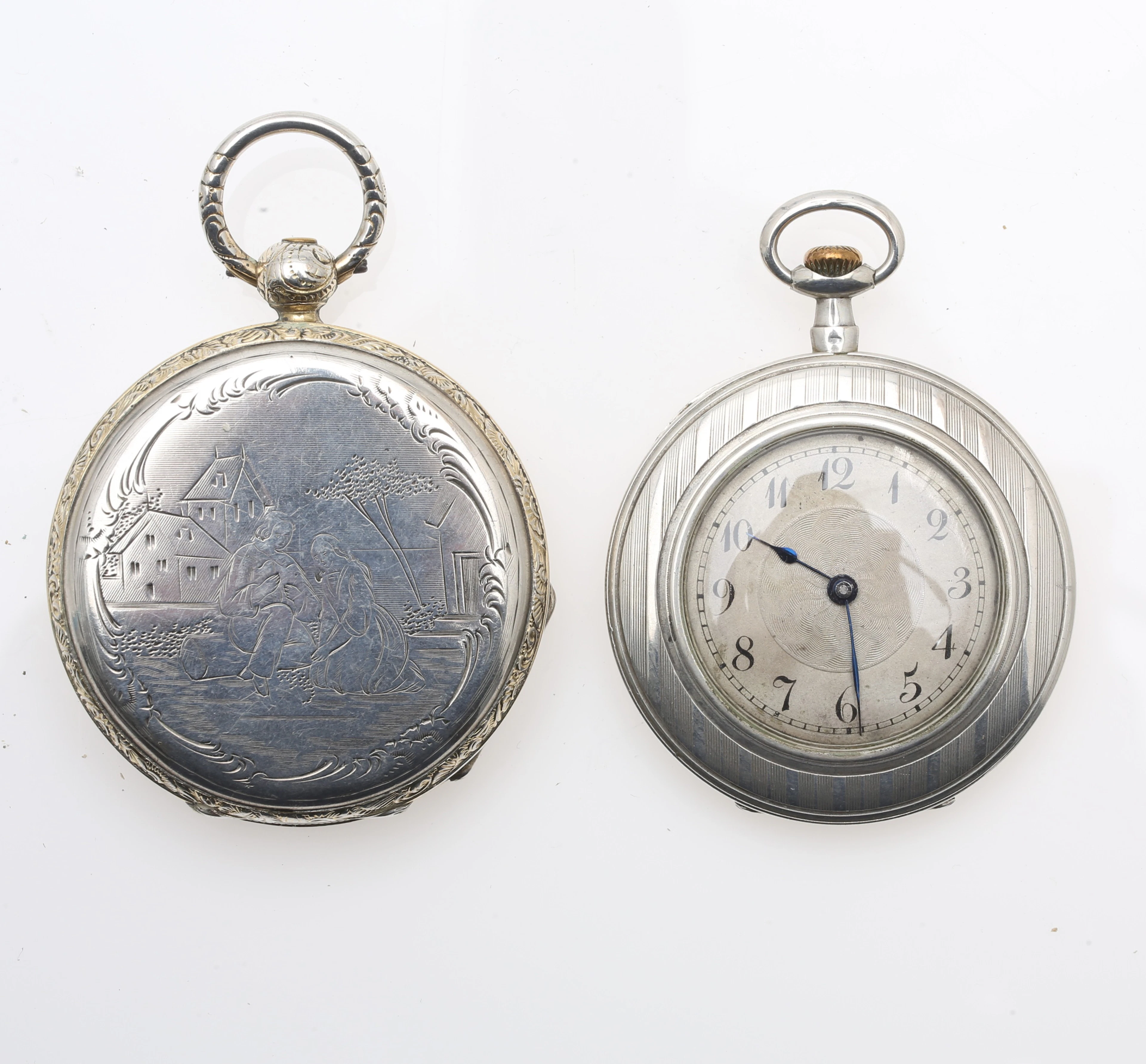 German pocket watch and English Robert Roskell pocket watch in silver
