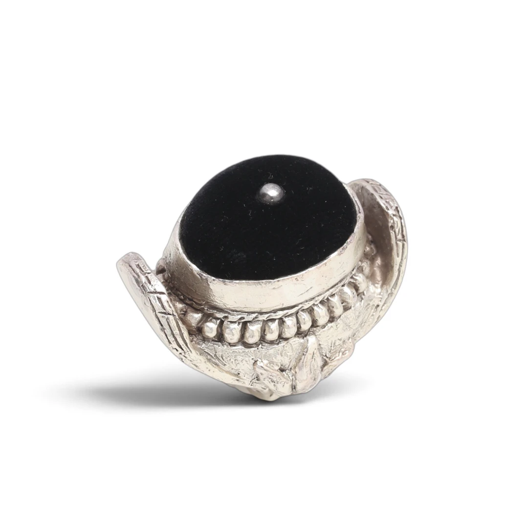 YVES SAINT LAURENT. Large signet ring in silver.