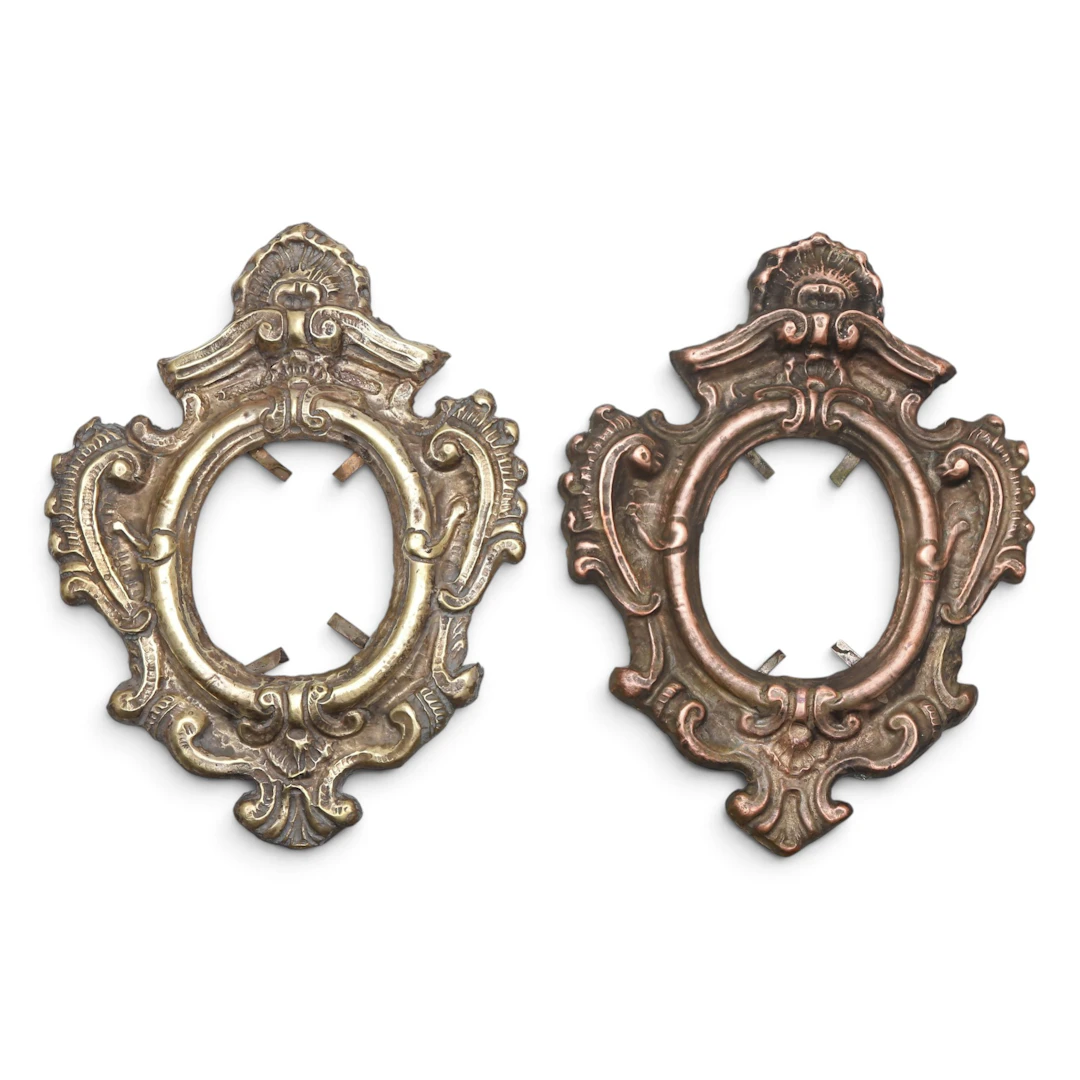 Pair of Baroque-style copper-plated frames, probably 19th Century.