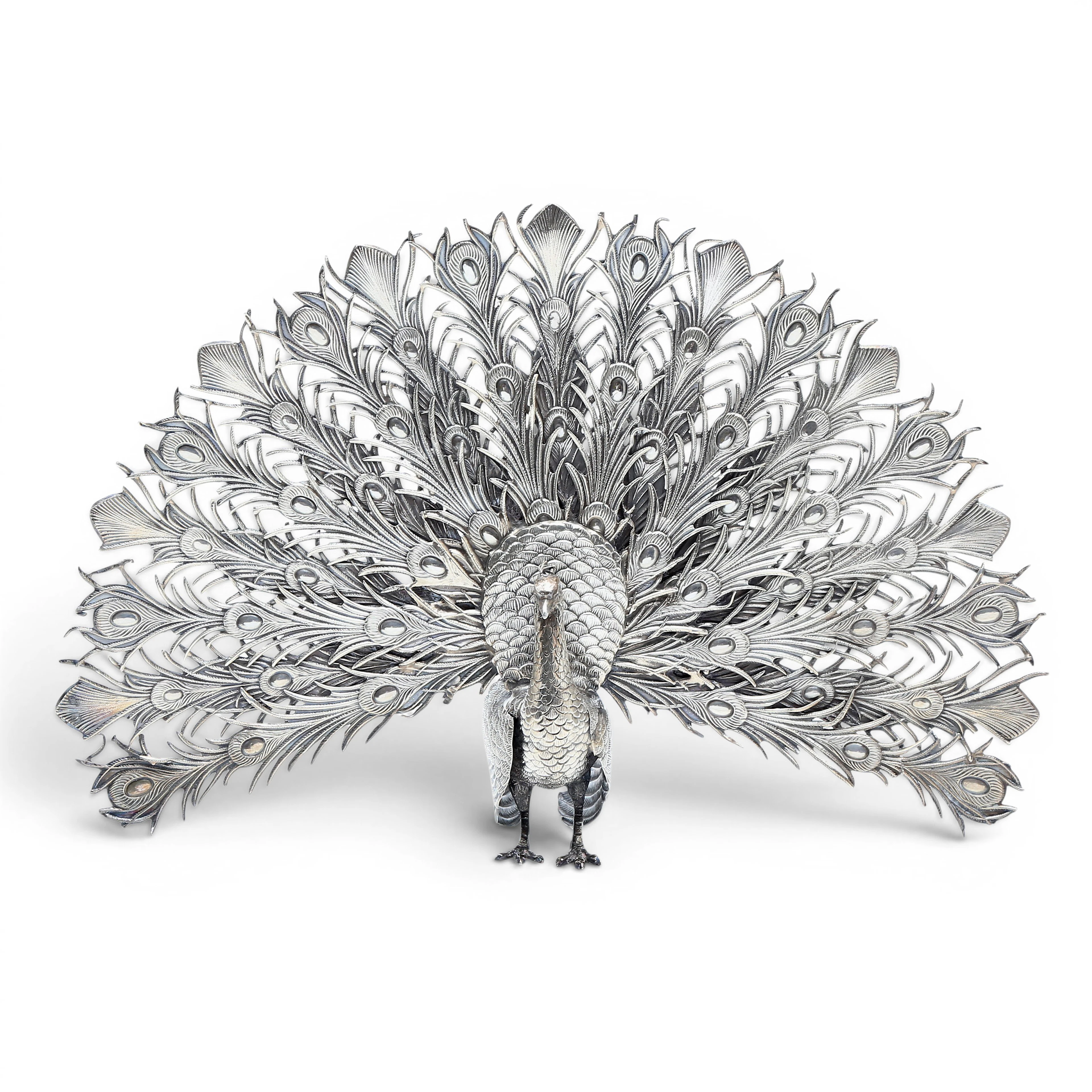 Peacock in Barcelona silver, third quarter of the 20th Century.