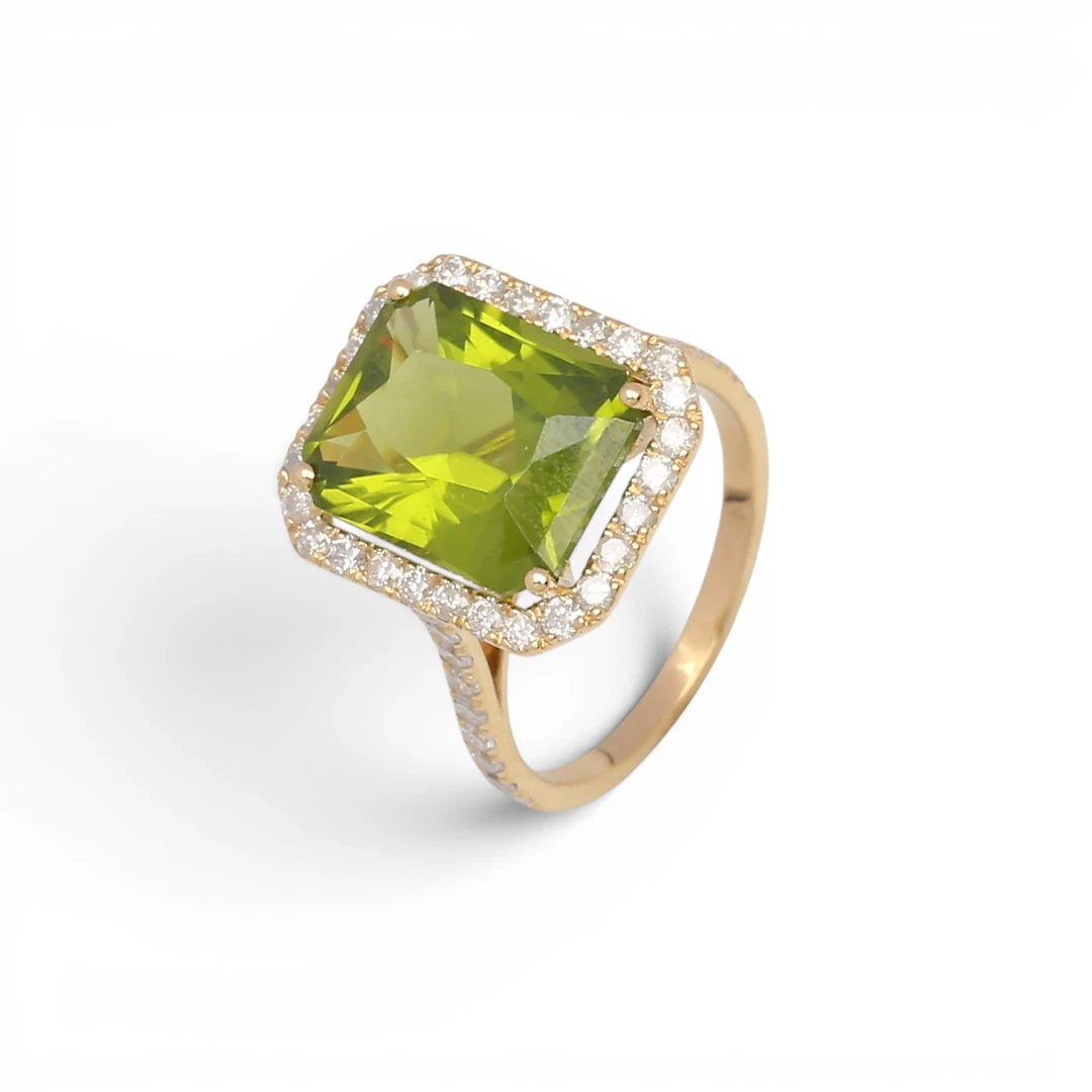 Peridot and diamonds ring.