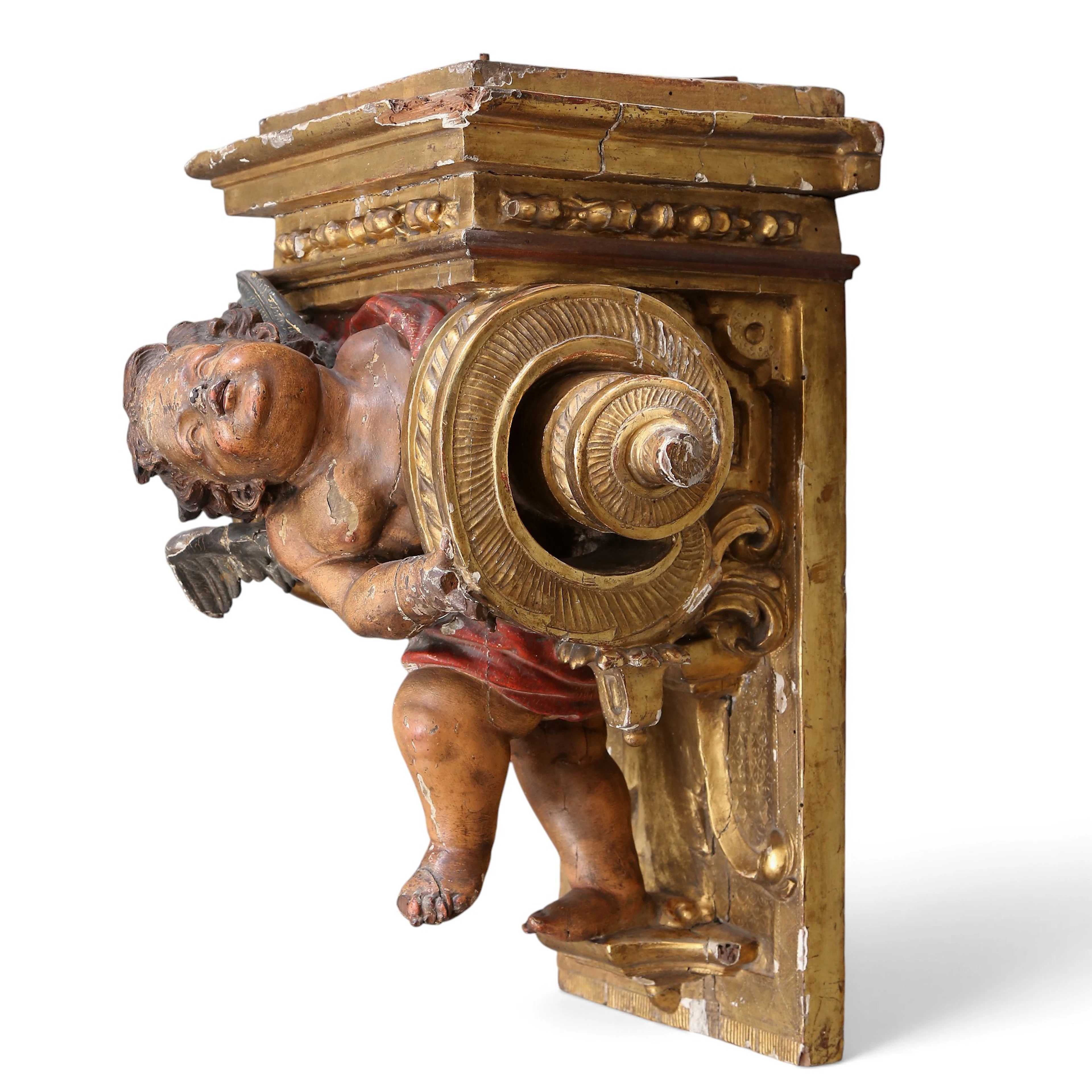 SPANISH SCHOOL, 18TH CENTURY. Corbel with a cherub.