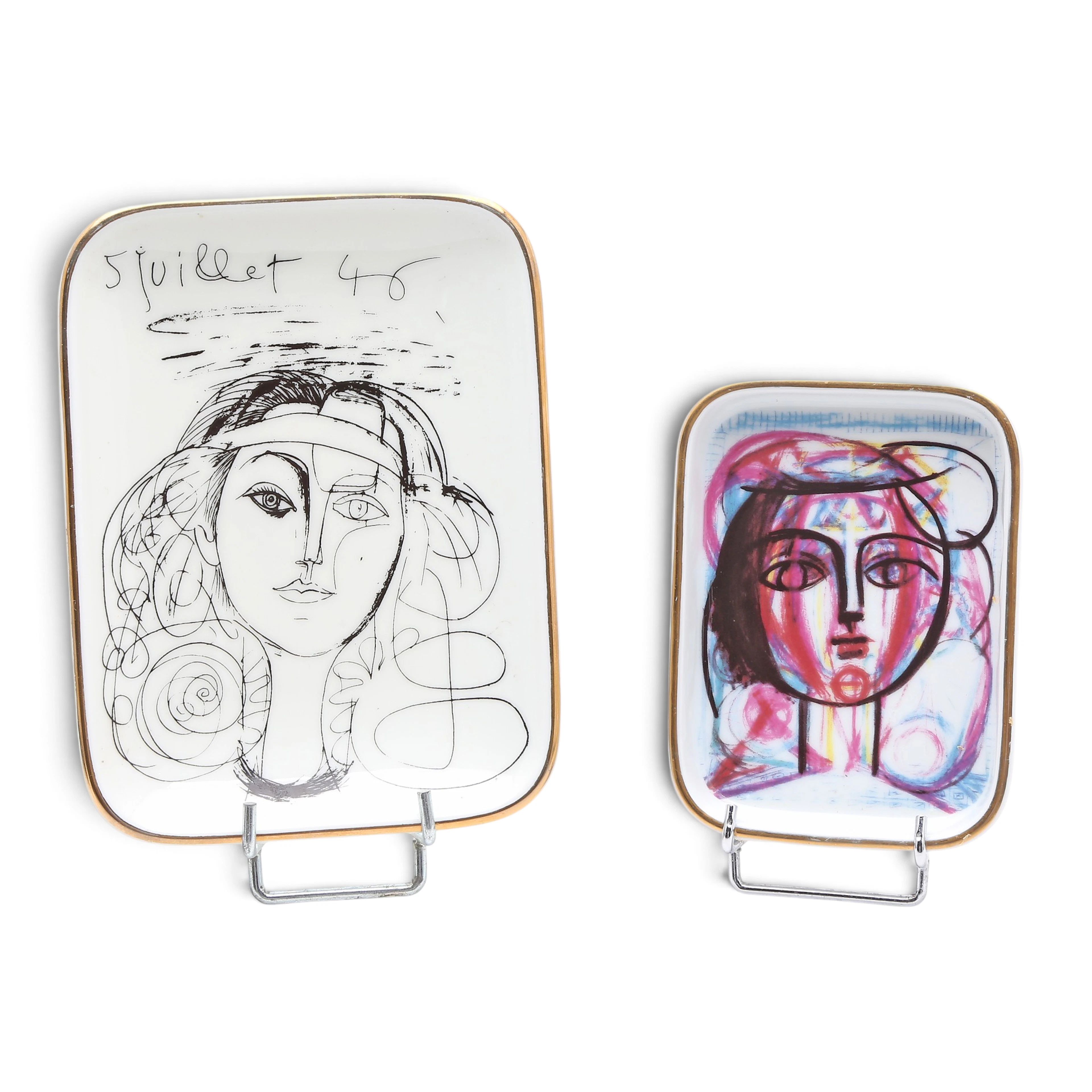 PABLO PICASSO. SEGÚN. Two porcelain trays.