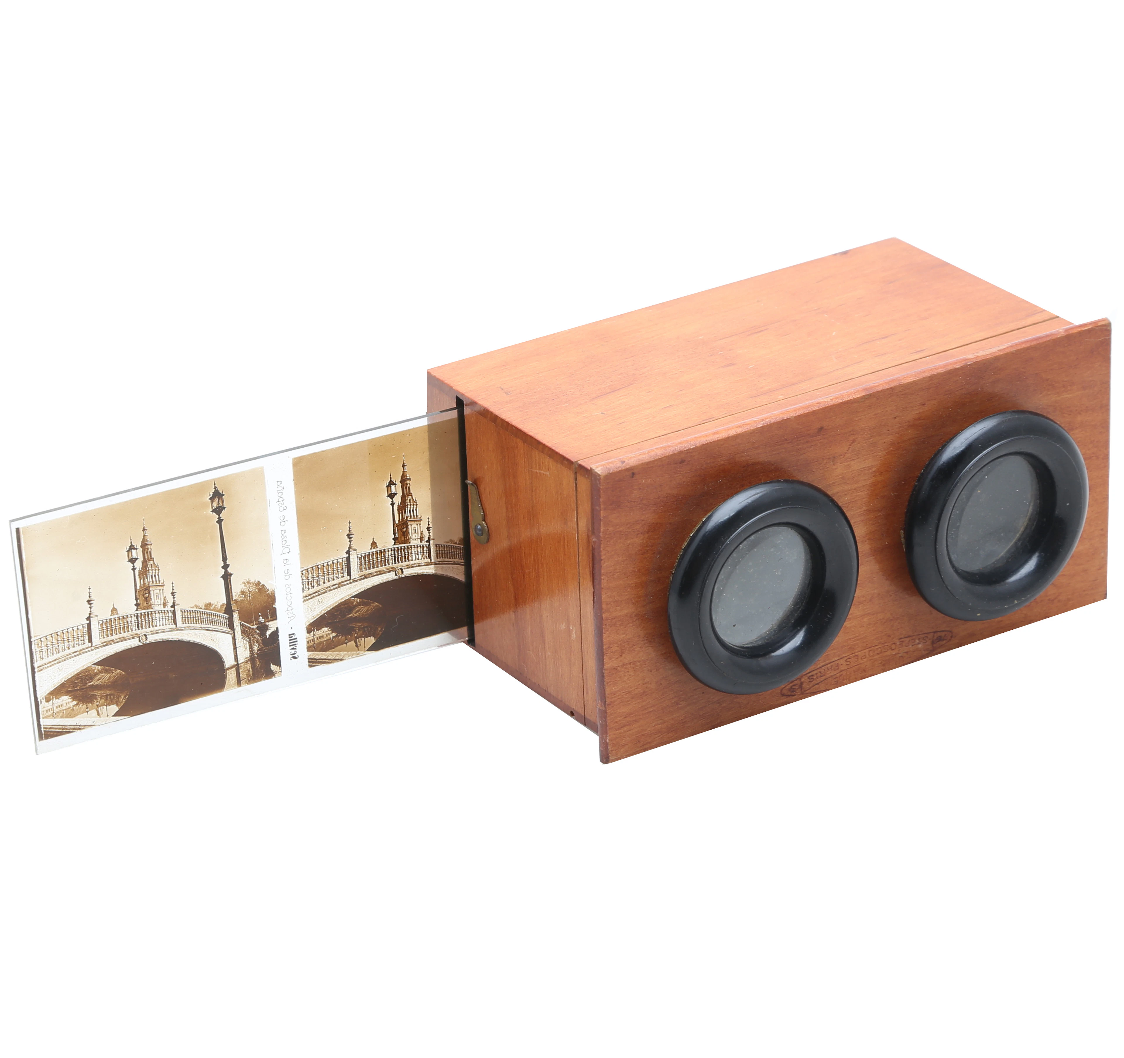 French Unis stereoscopic viewer with views of Seville, circa 1930.