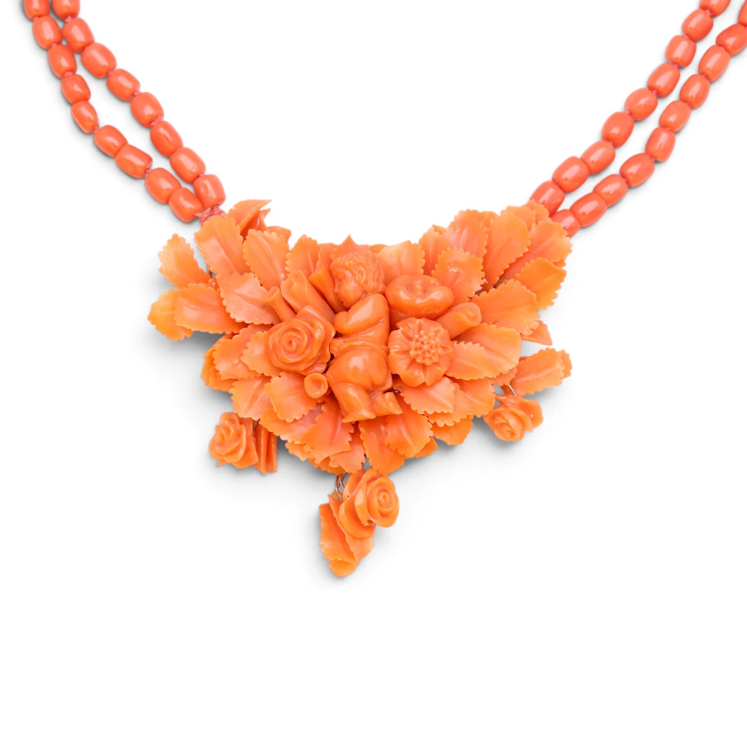 CORAL necklace, probably Italian, mid-19th century.
