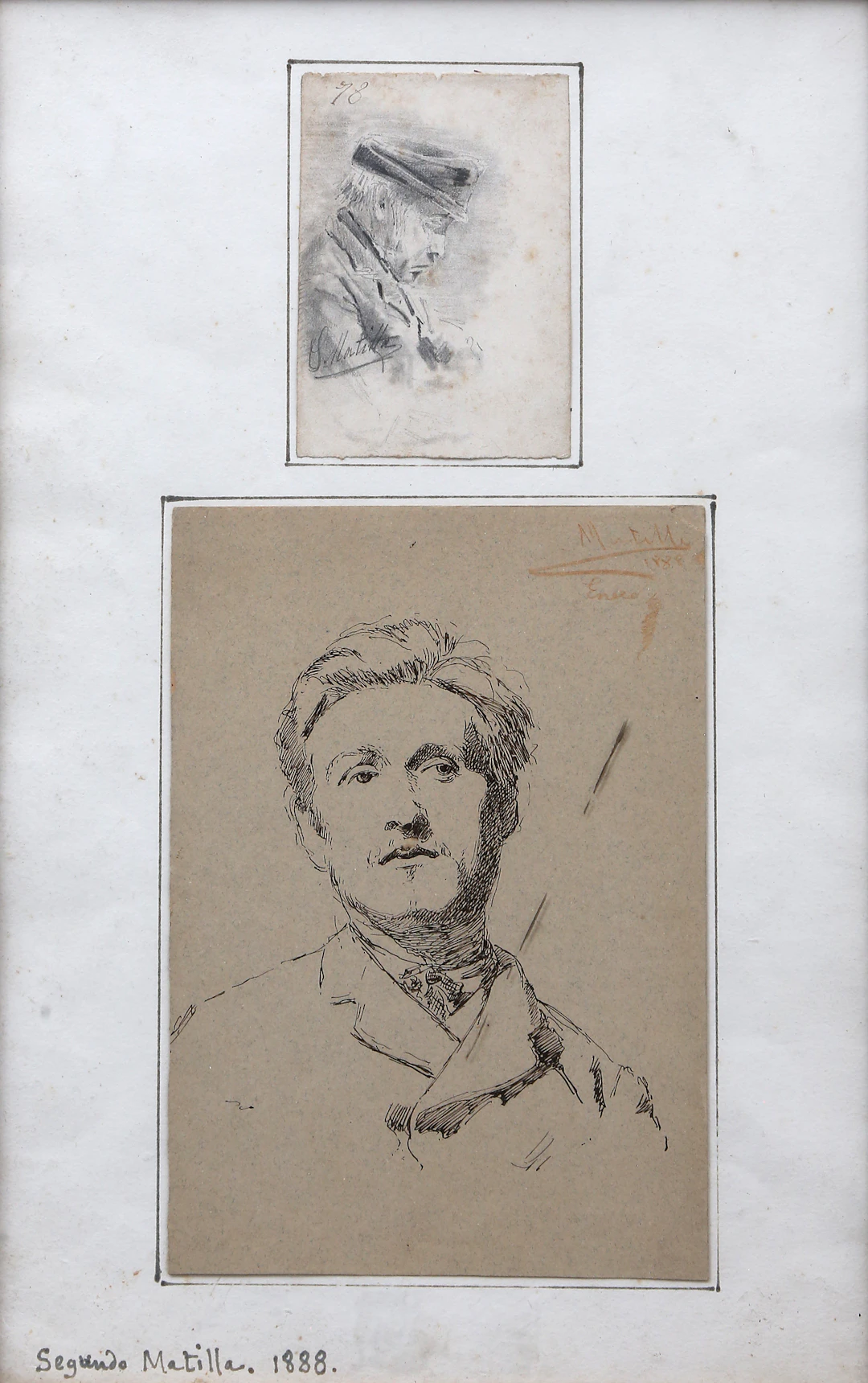SEGUNDO MATILLA. Hombre cabizbajo y retrato de caballero.