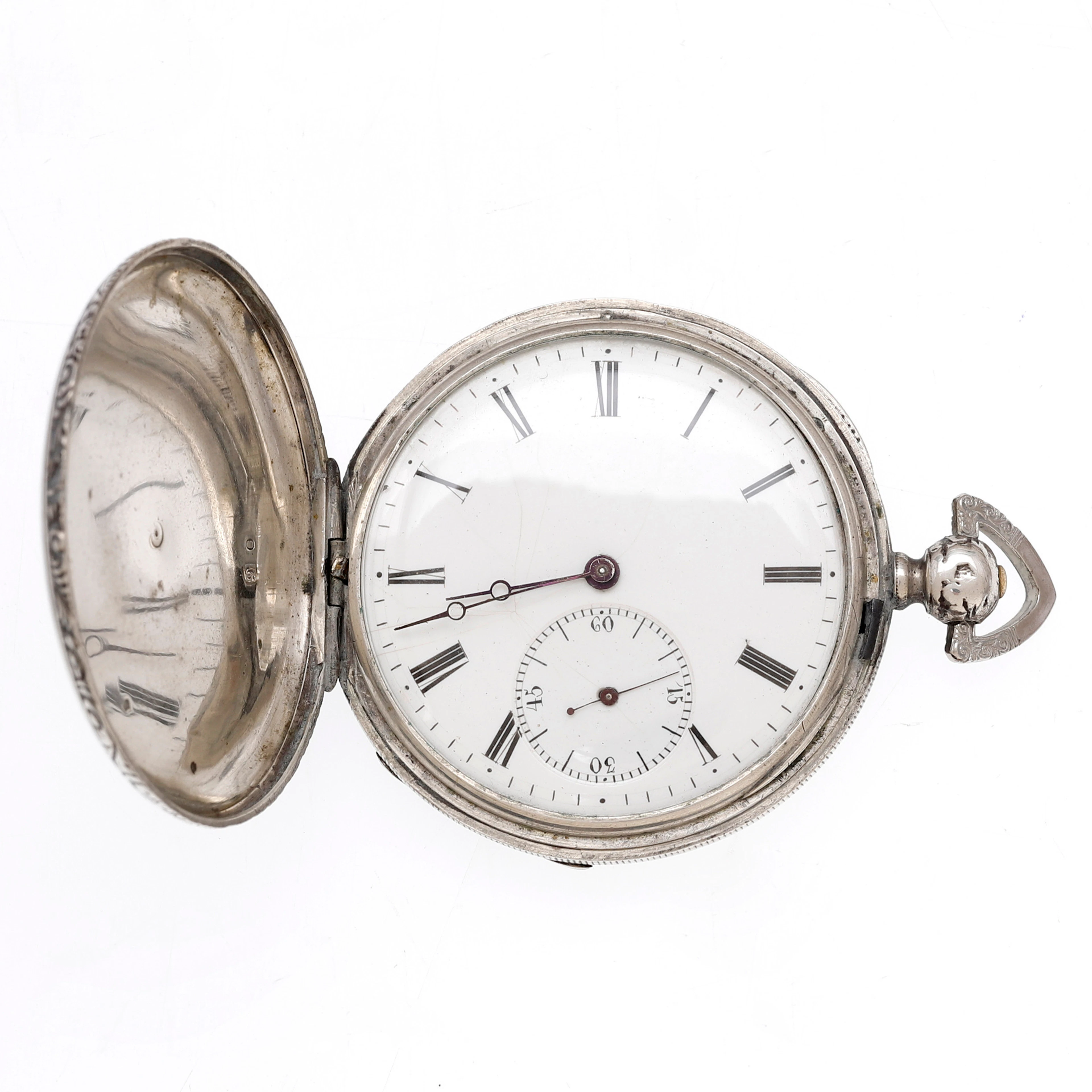 French silver pocket watch, 19th Century.