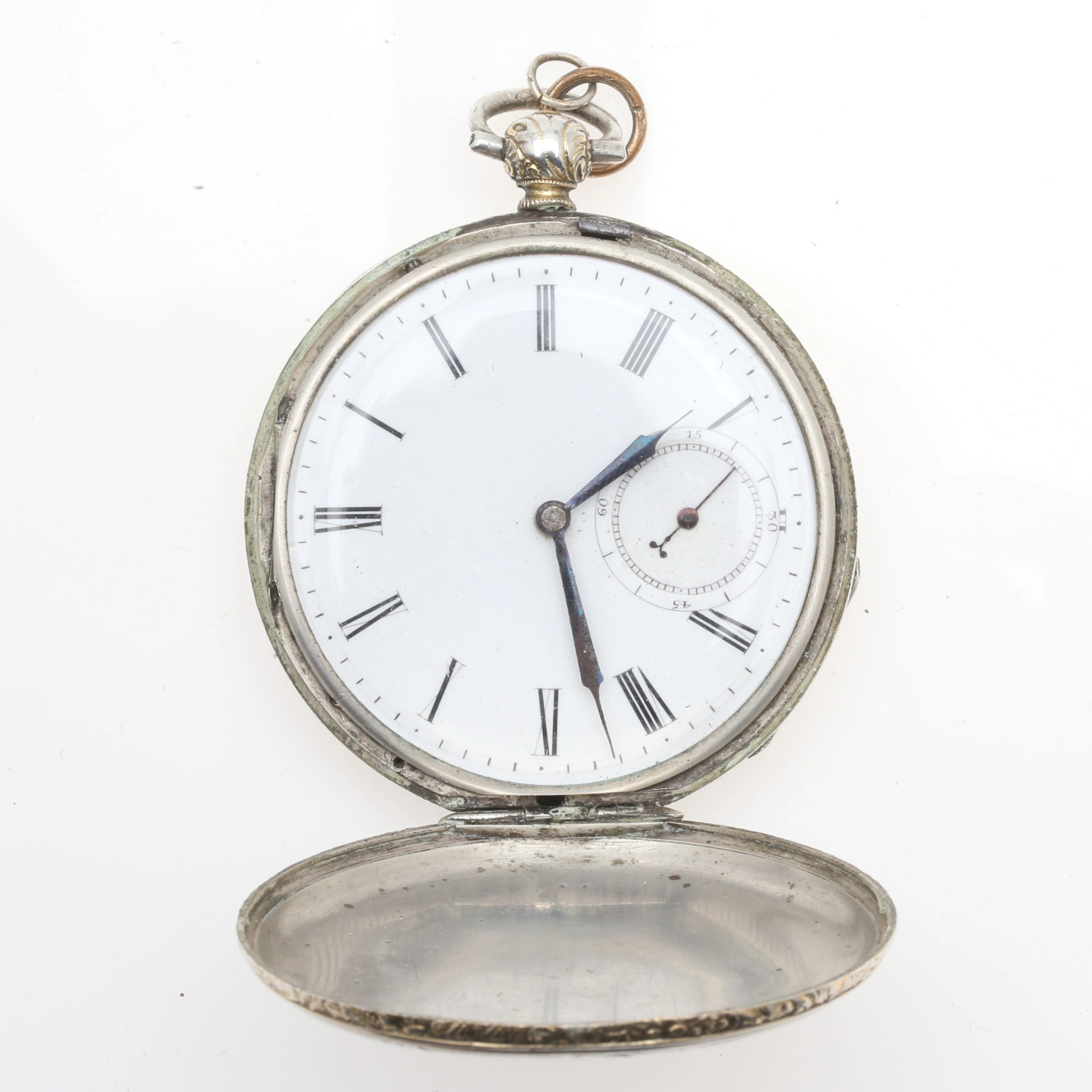 Swiss silver savonette pocket watch, mid 19th Century.