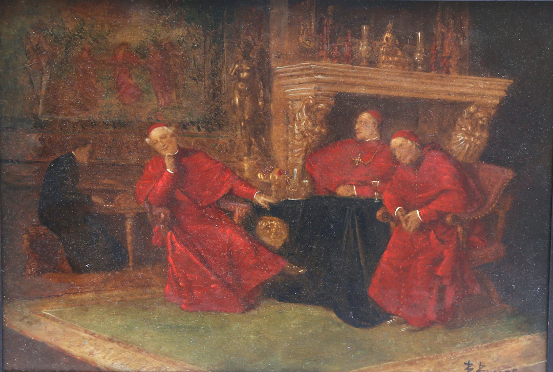 BERNARD LOUIS BORIONE. Interior with cardinals.