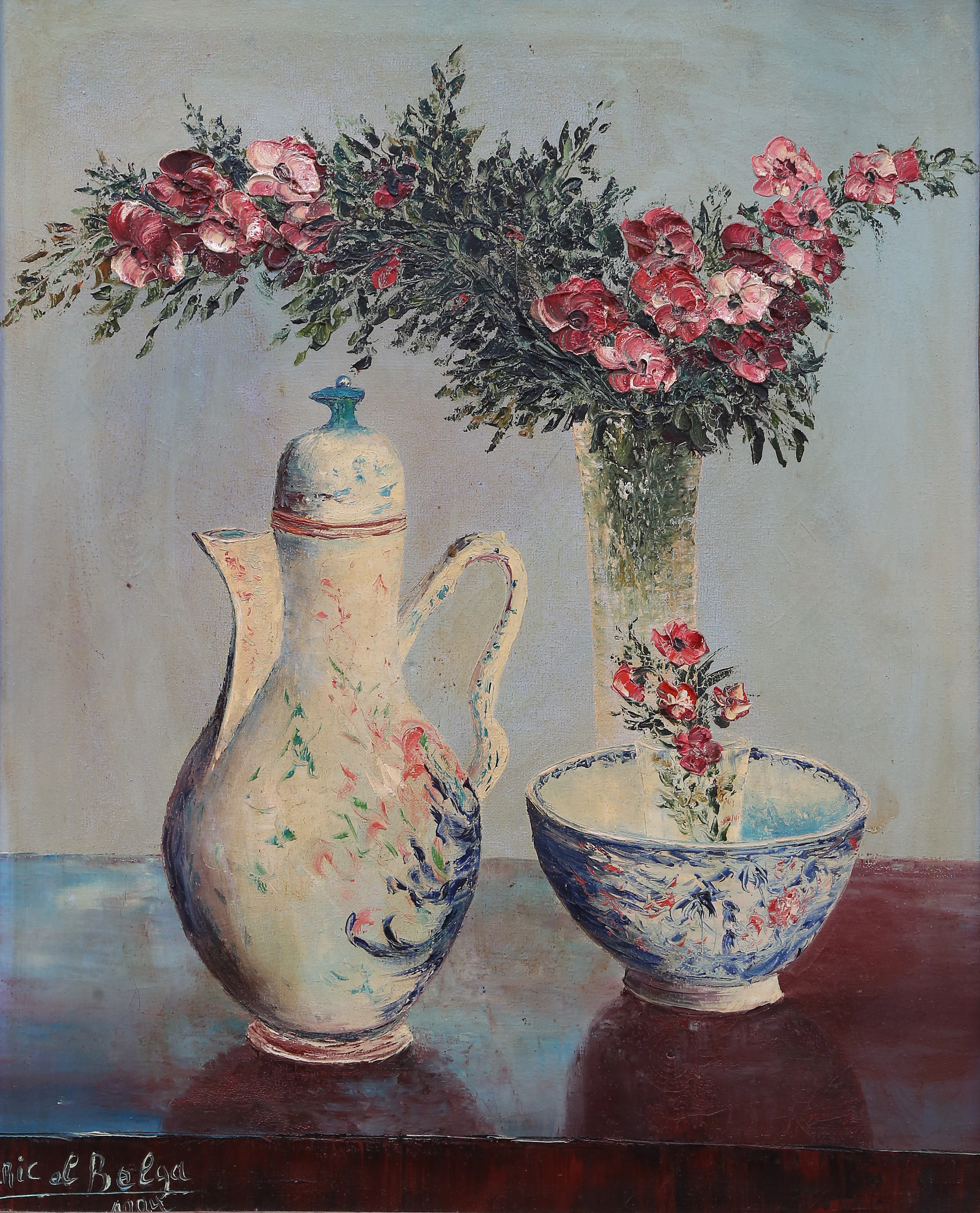 RENÉ ALPHONSE VAN DEN BERGHE (KNOWN AS ERIC EL BELGA). Still life with a vase.
