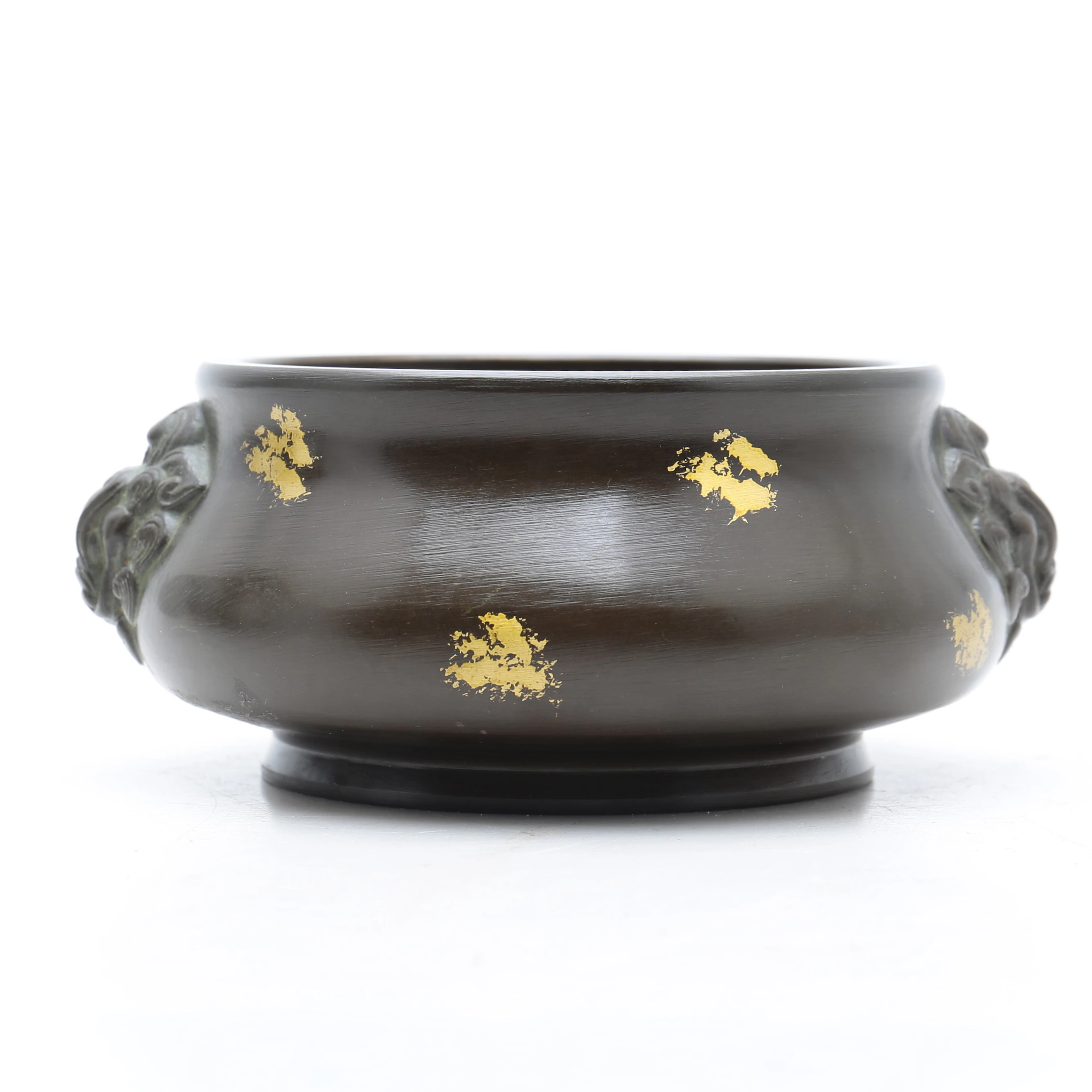 Chinese Qing censer in “gilt-splashed” bronze, 20th Century.