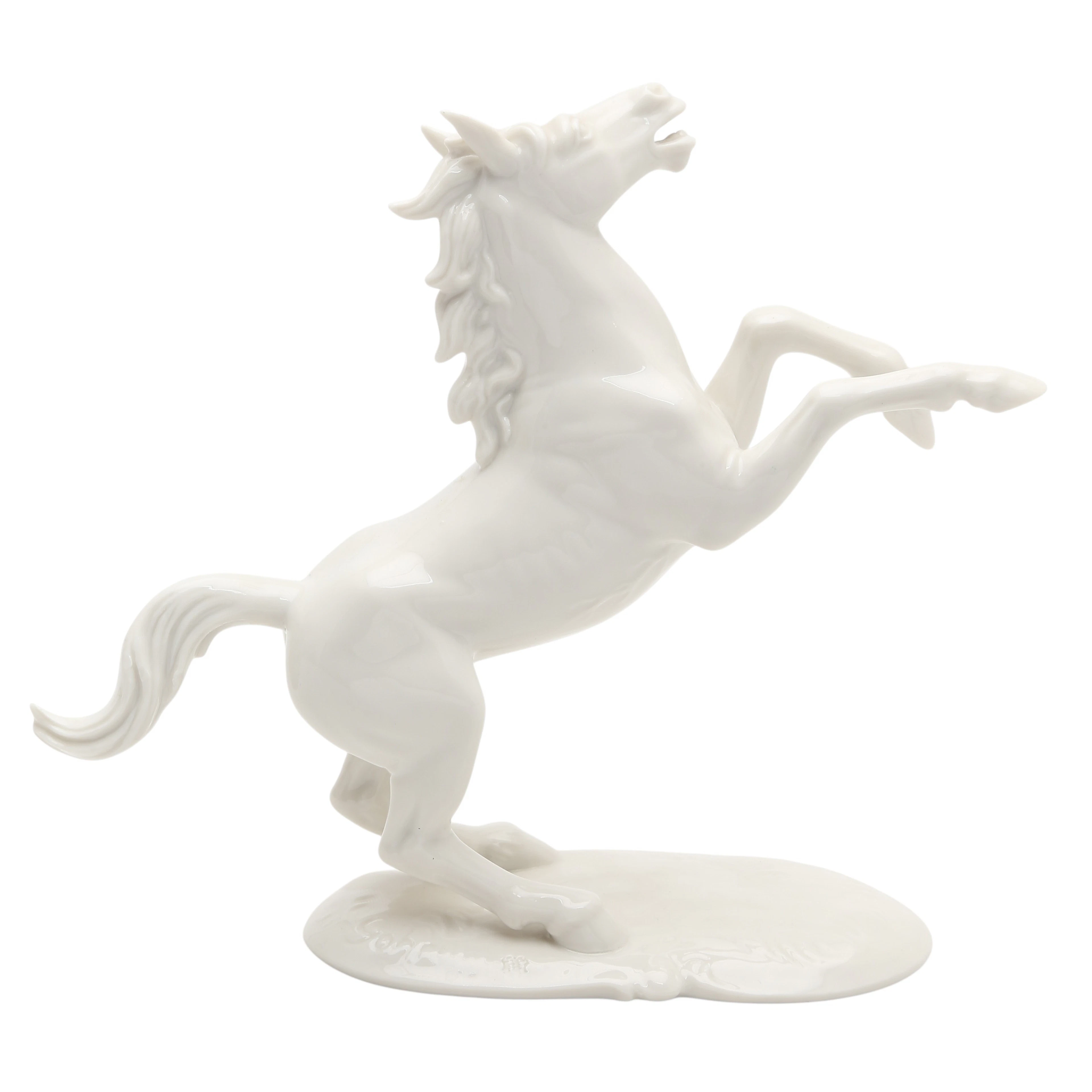 "Horse", glazed porcelain figure from Nymphenburg, 20th Century.