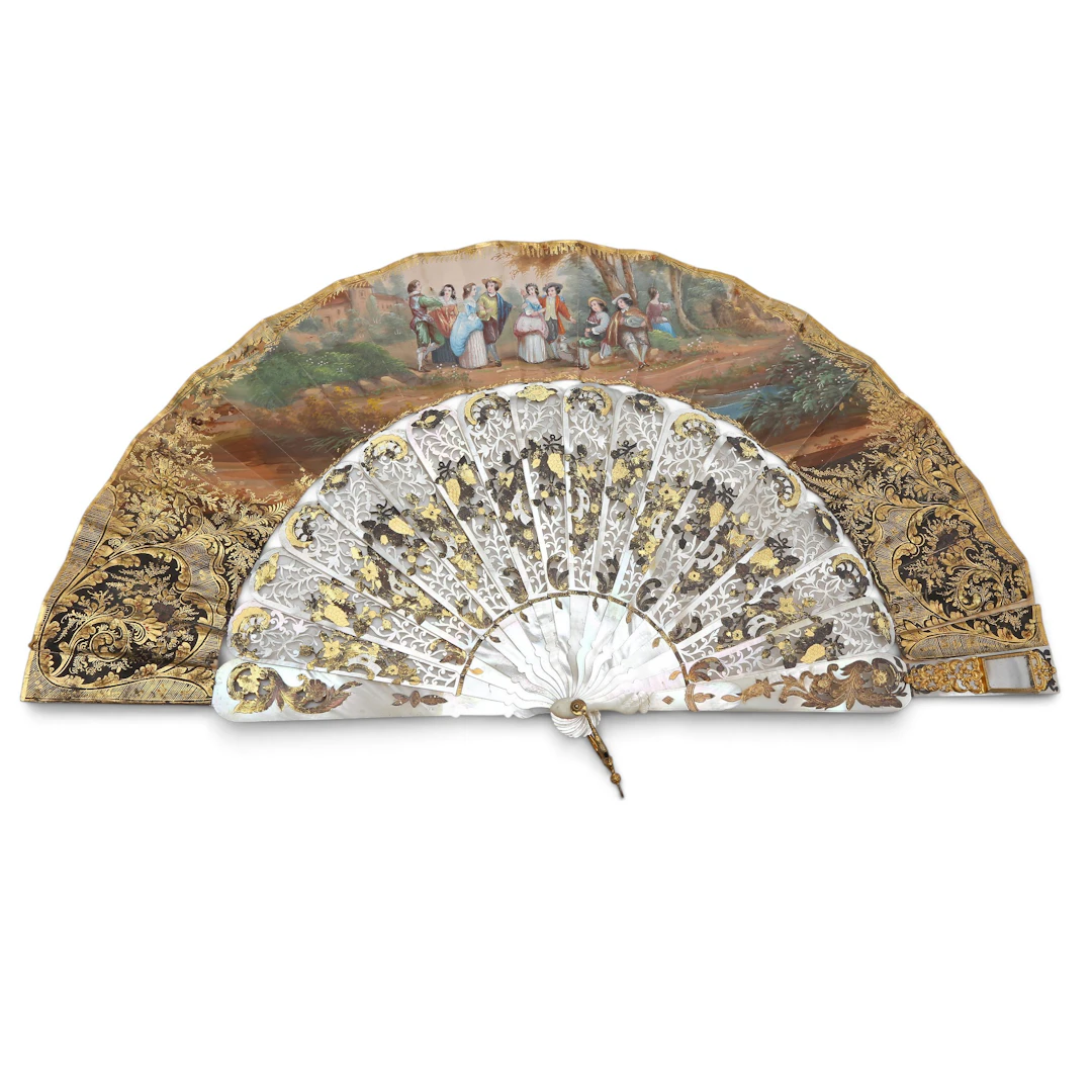 ISABELLINE fan with mother-of-pearl sticks, from the second half of