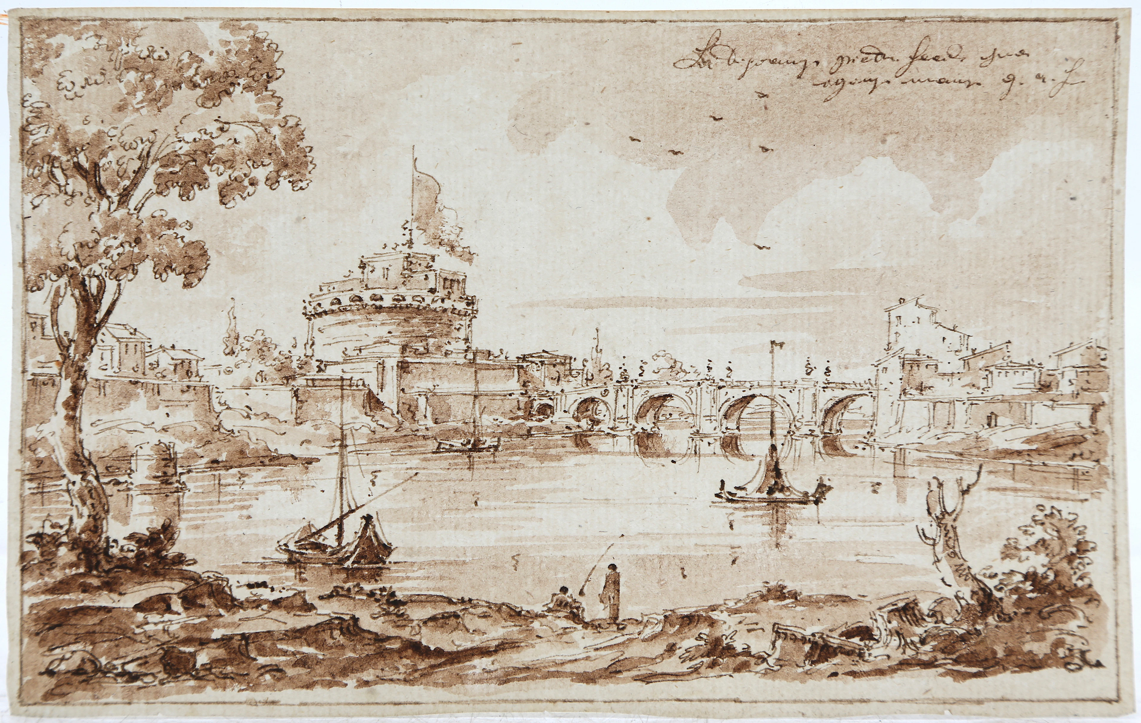 MAESTRO DEL RICCIOLO. View of the Tiber and Castel Sant'Angelo.