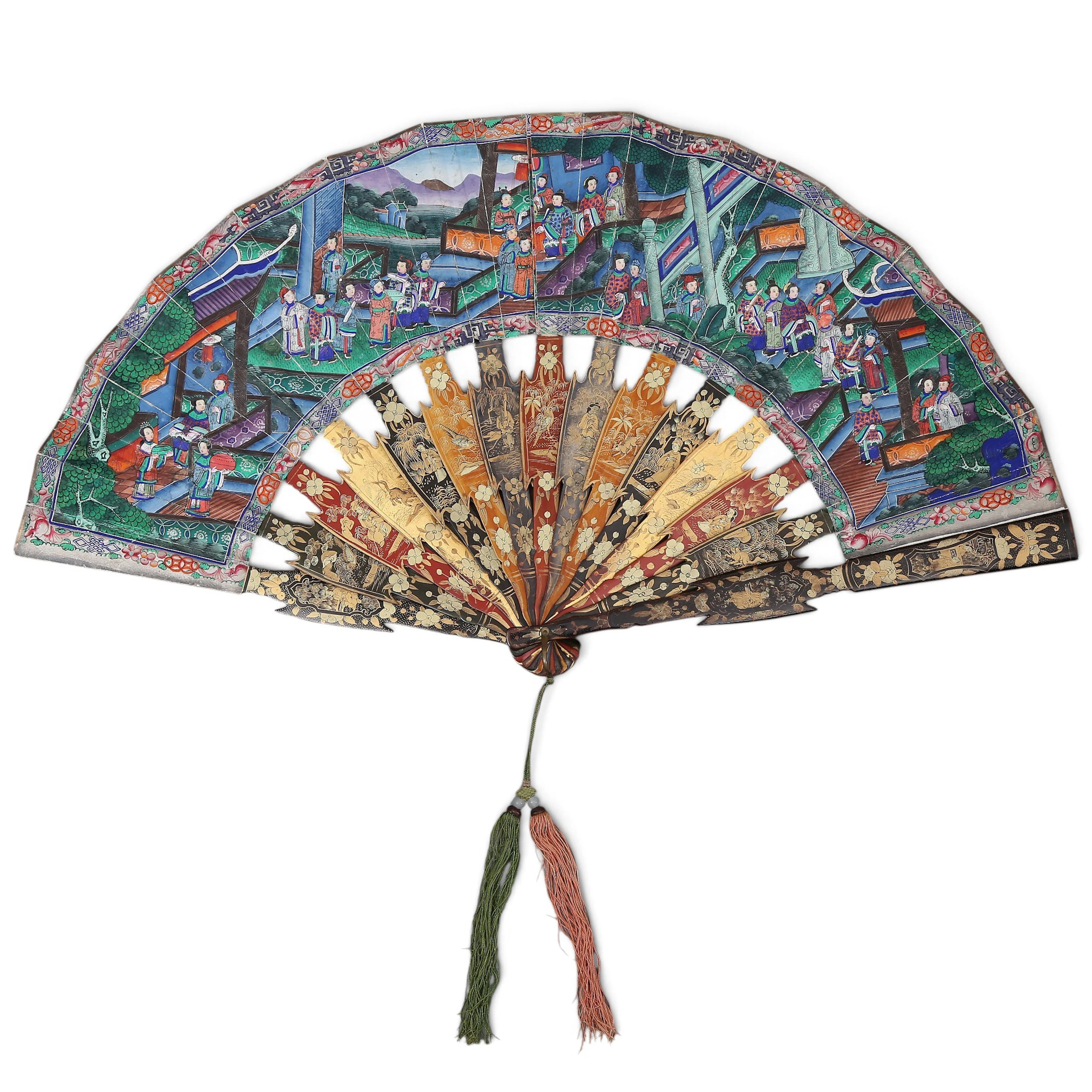 Chinese "thousand faces" fan, late 19th Century.