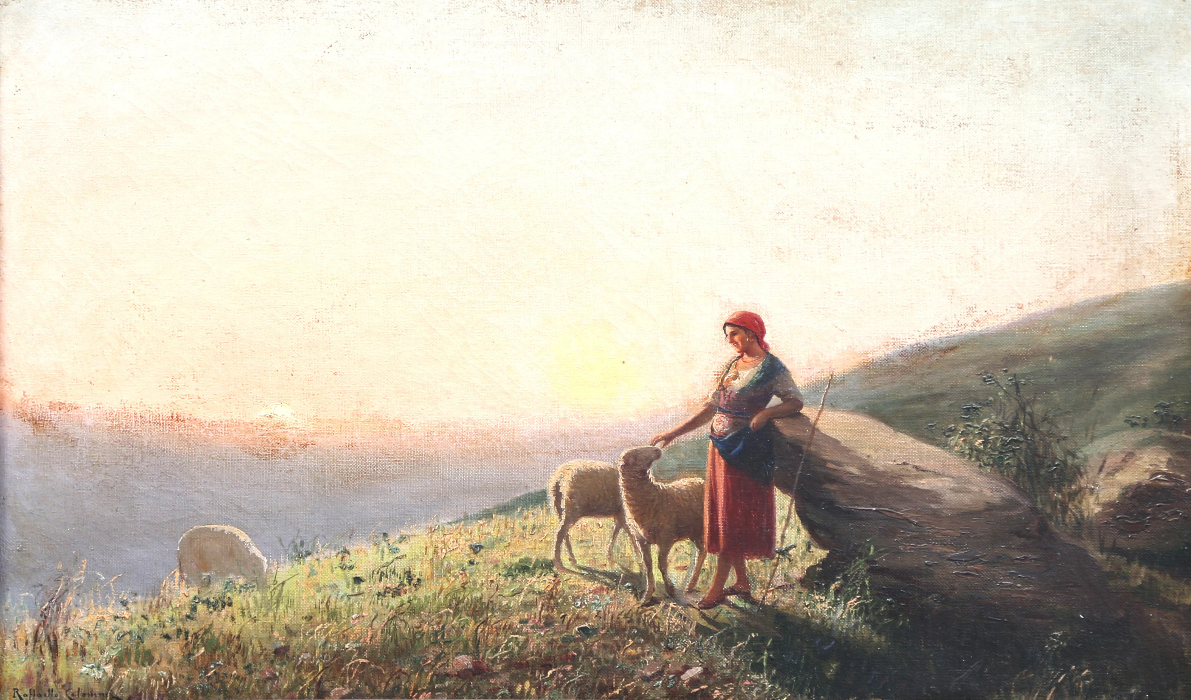 RAFFAELLO CELOMMI. Landscape with shepherdess.