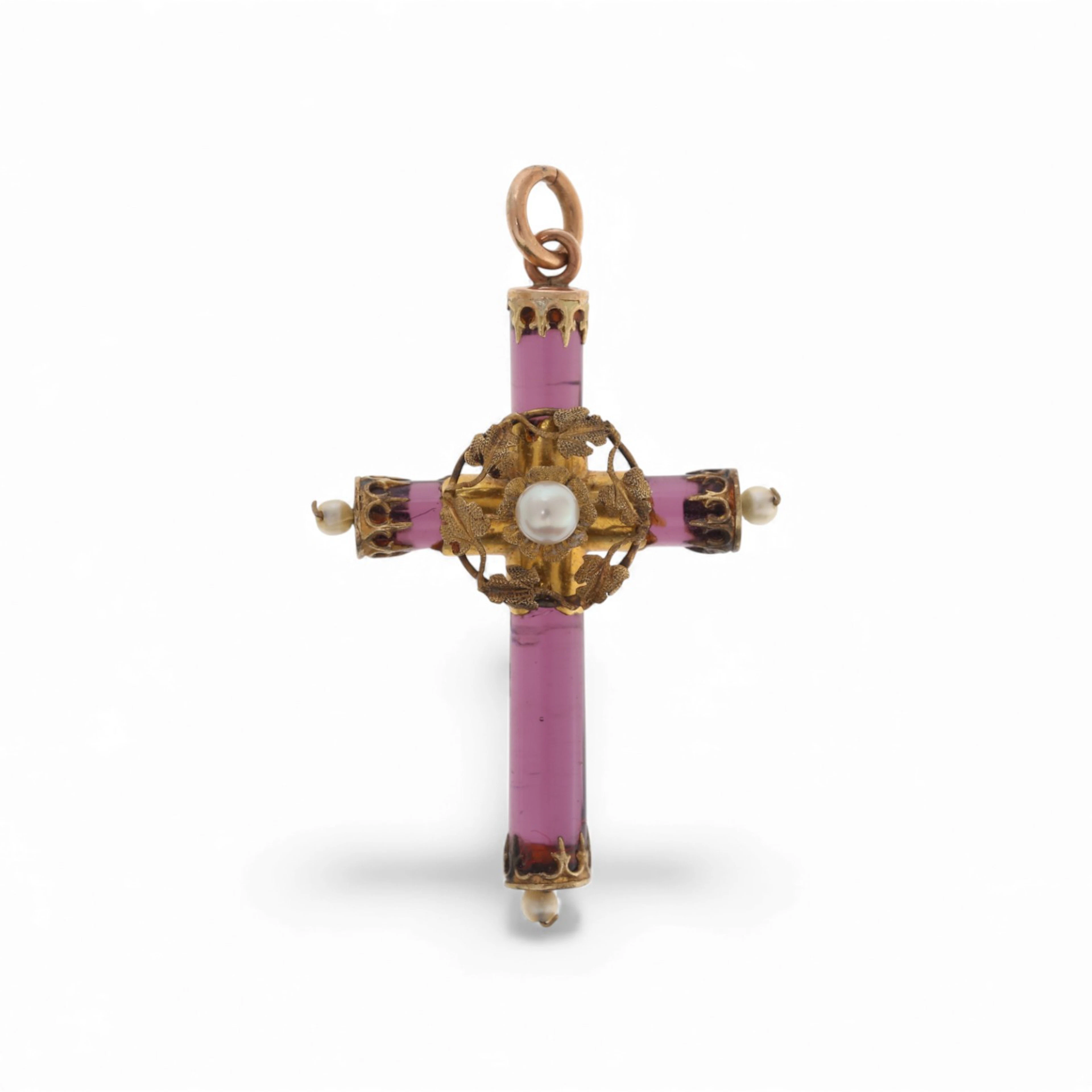 Gold pendant cross, late 19th - early 20th Century.