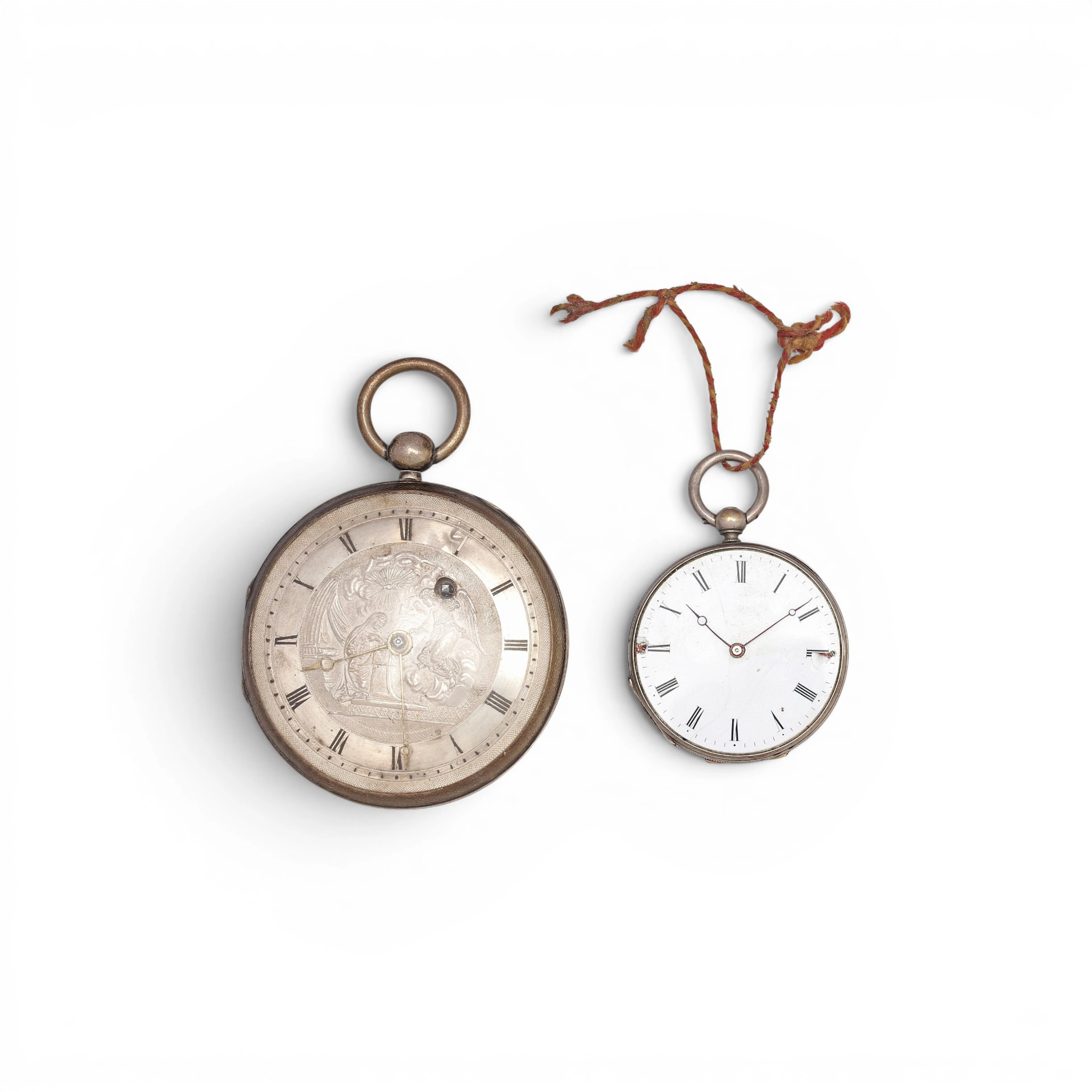 Two silver pocket watches, 19th Century.