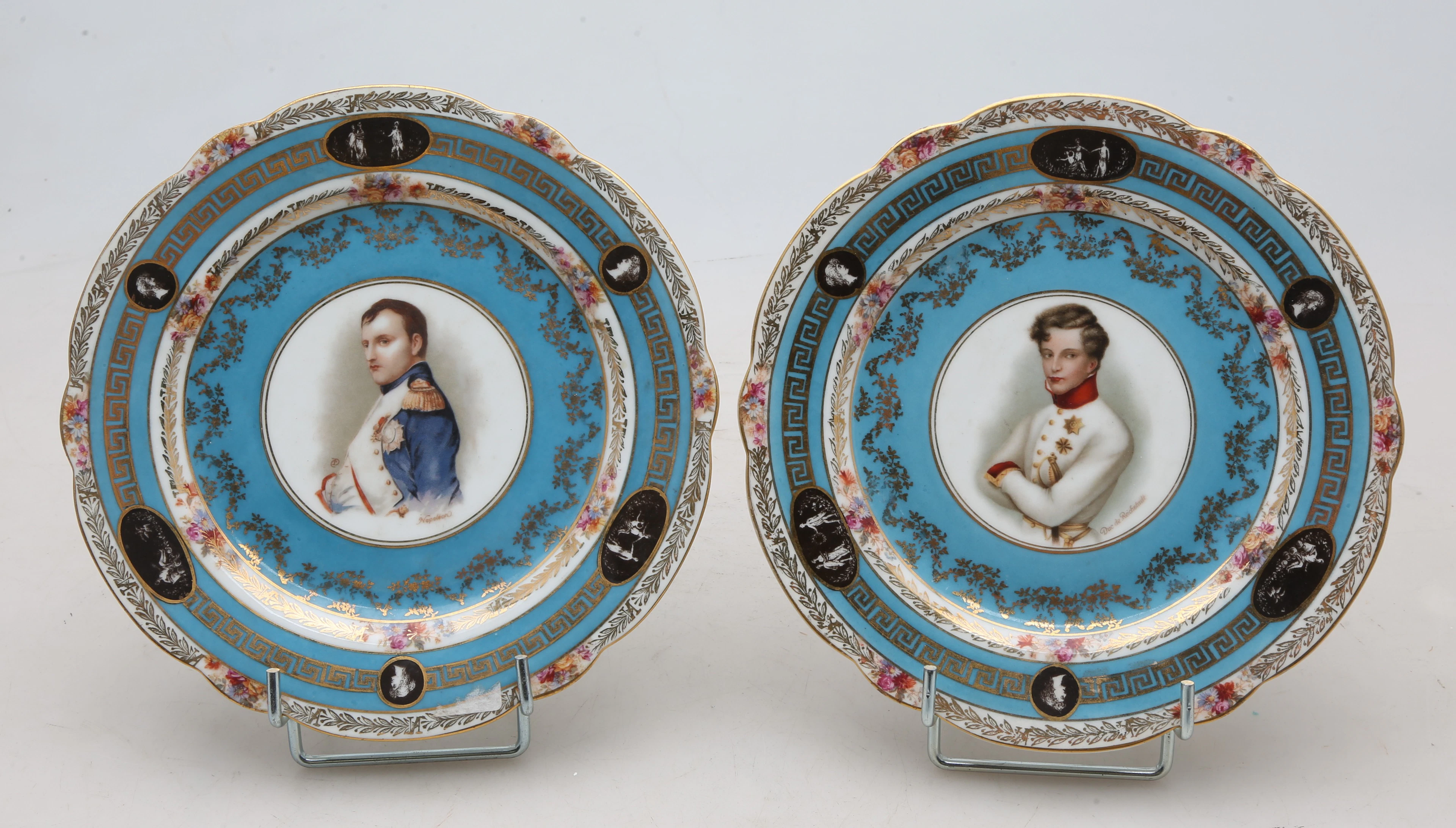“Napoleon” and “Duke of Reichstadt”, pair of porcelain dishes by the