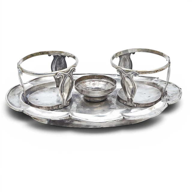 Cruets stand in Barcelona silver, second third of the 19th Century.
