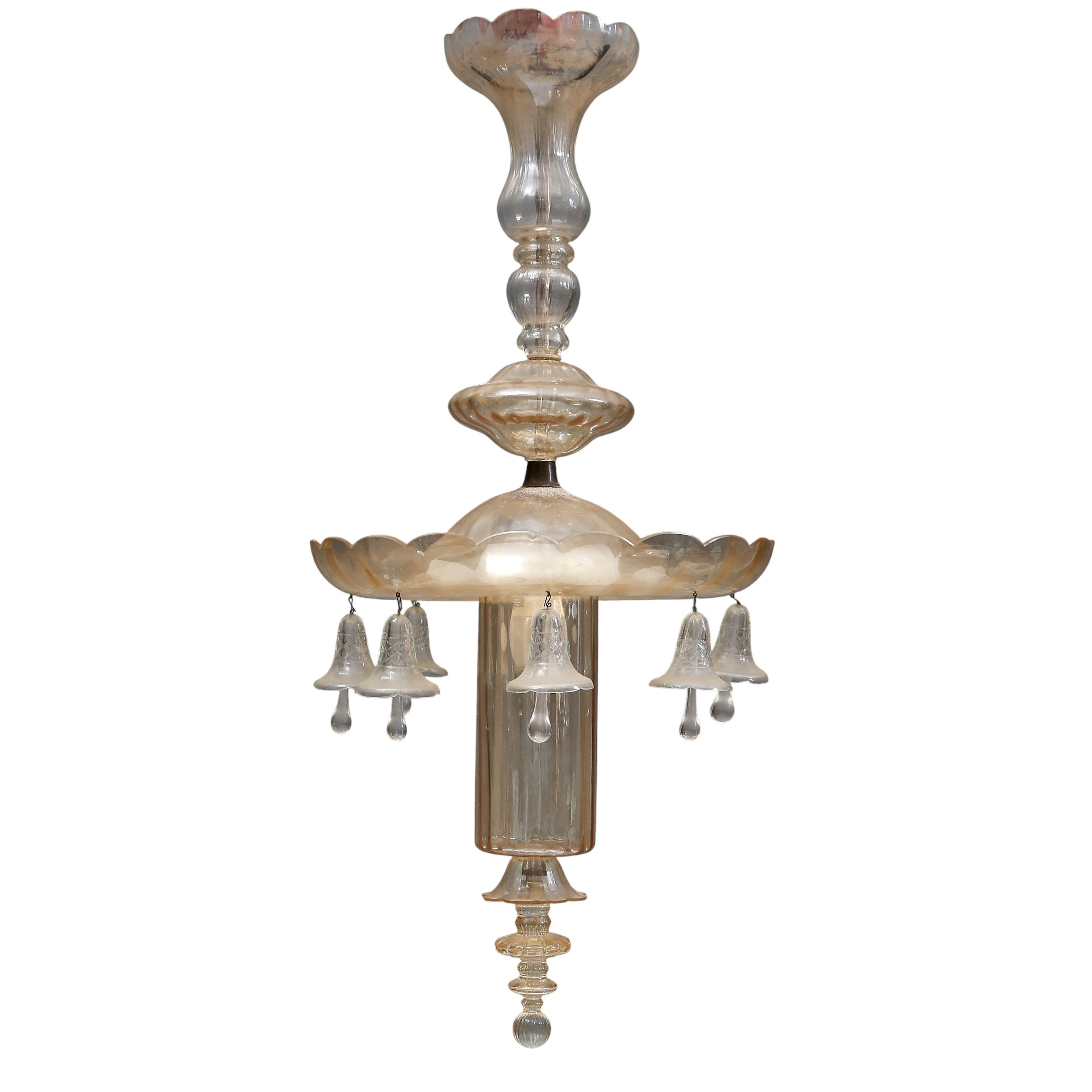 Probably French ceiling lamp in blown glass, early 20th Century.