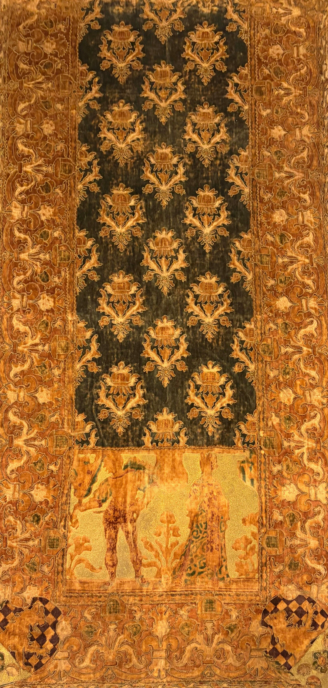 EO-MEDIEVAL wall hanging, probably English, Arts & Crafts style, in