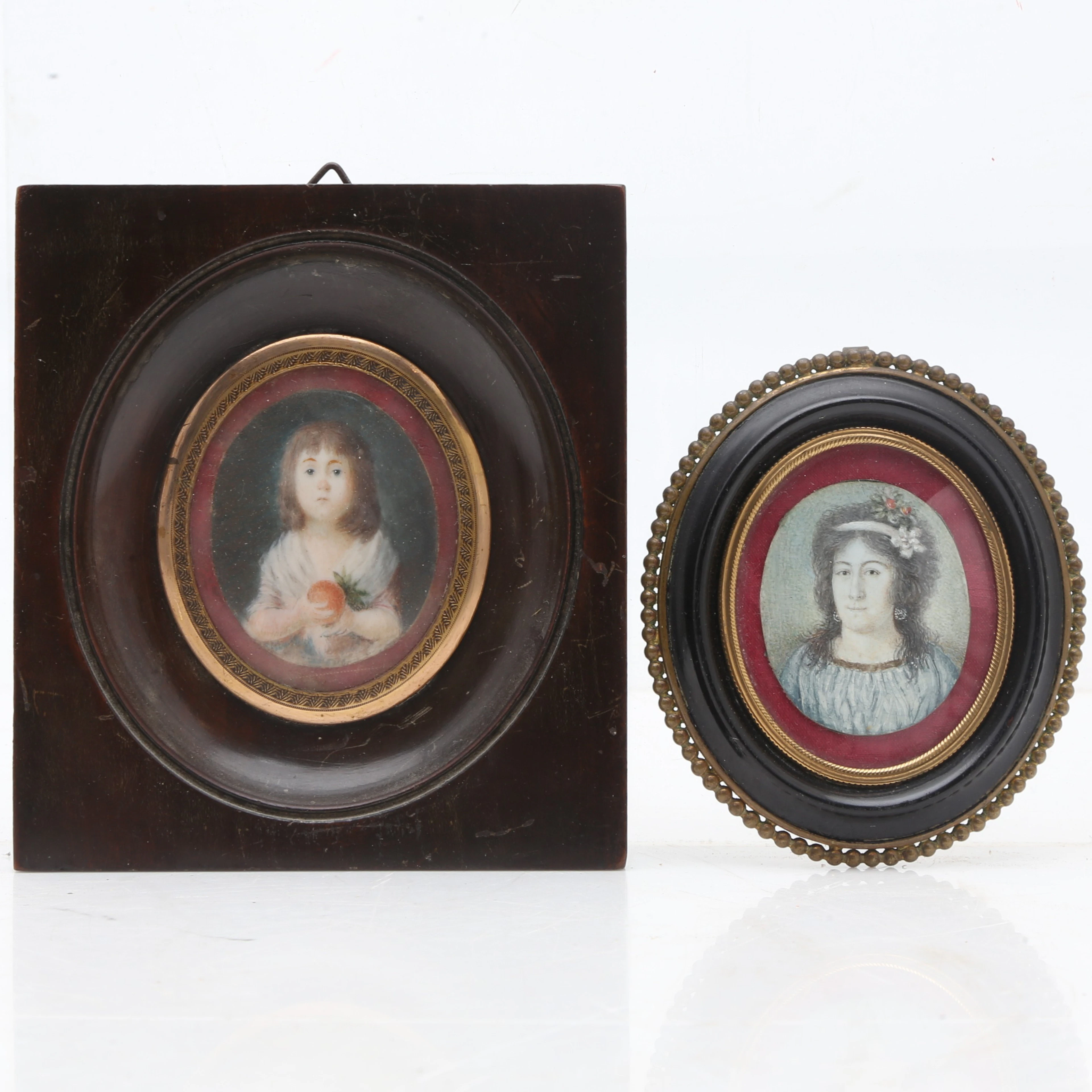 SPANISH SCHOOL, CIRCA 1800. Lady and girl with fruit.