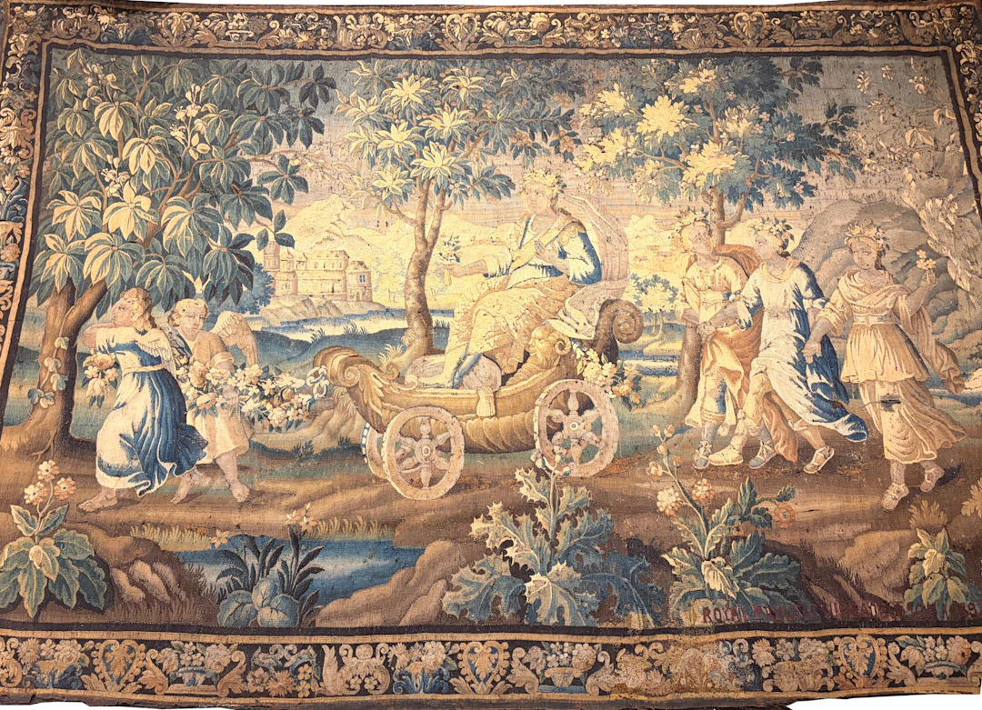 “The Triumph of Flora”, French Aubusson wool tapestry, 1797.