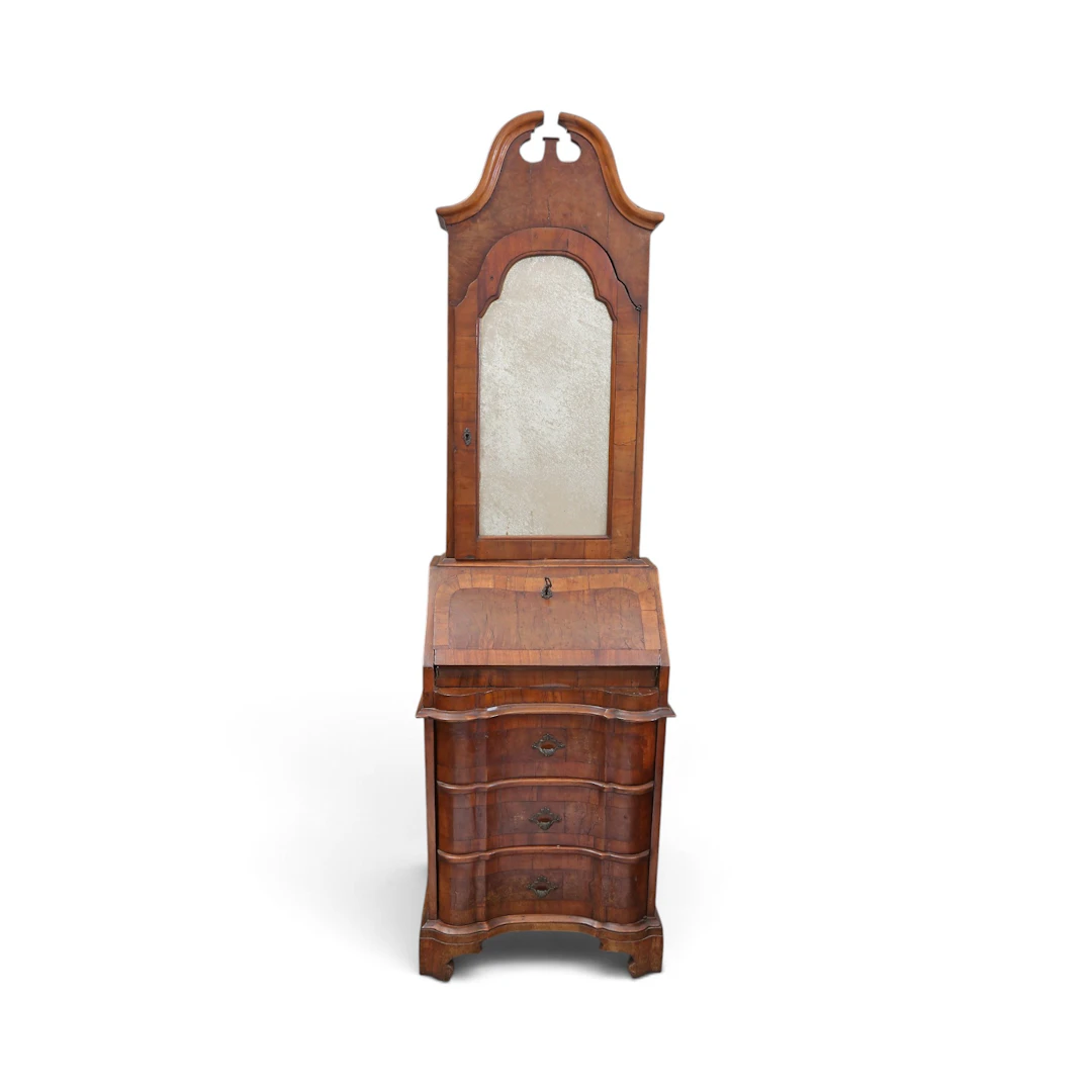 ITALIAN walnut and walnut burl bureau cabinet, 18th century.