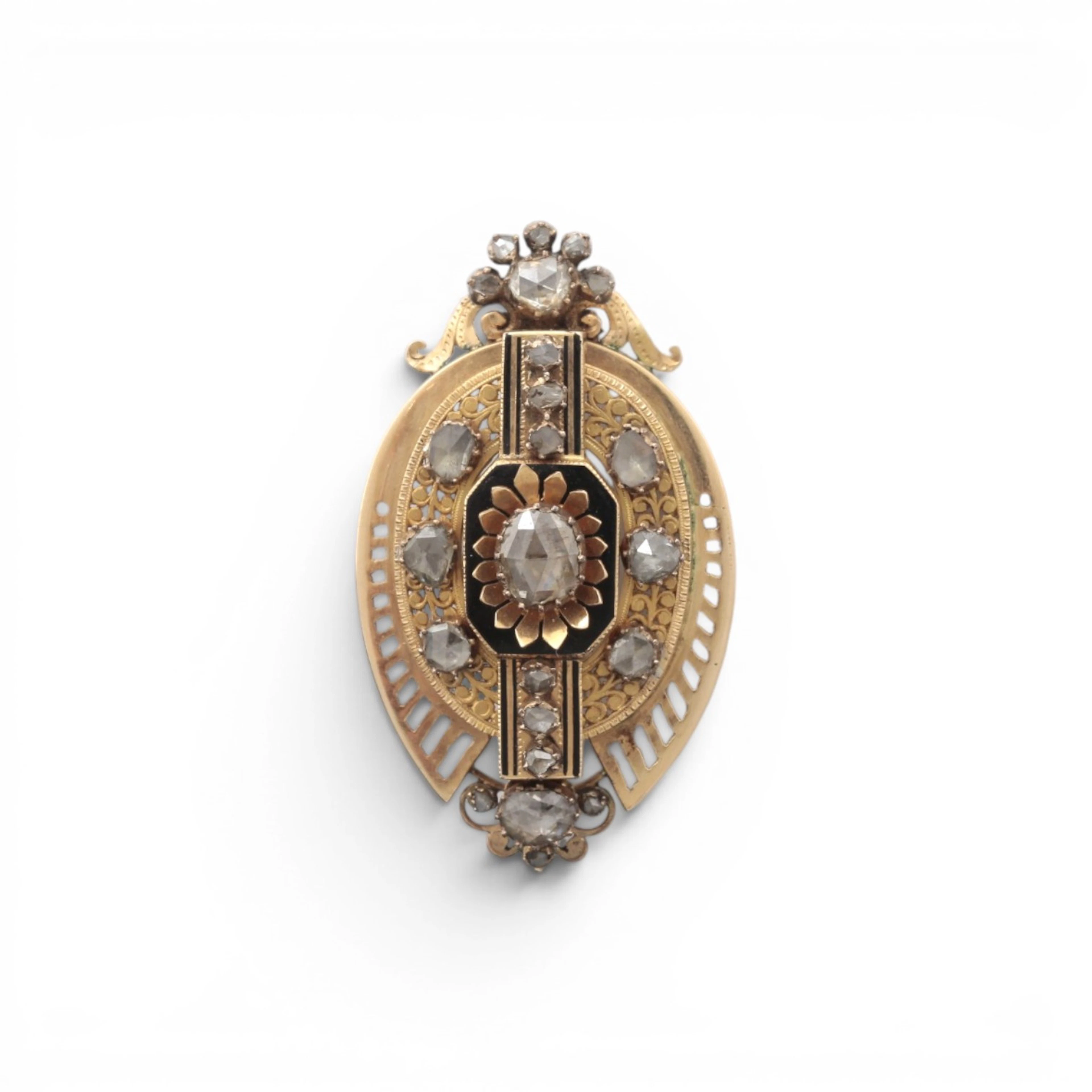 Alphonsine brooch in gold and diamonds, last quarter of the 19th Century.