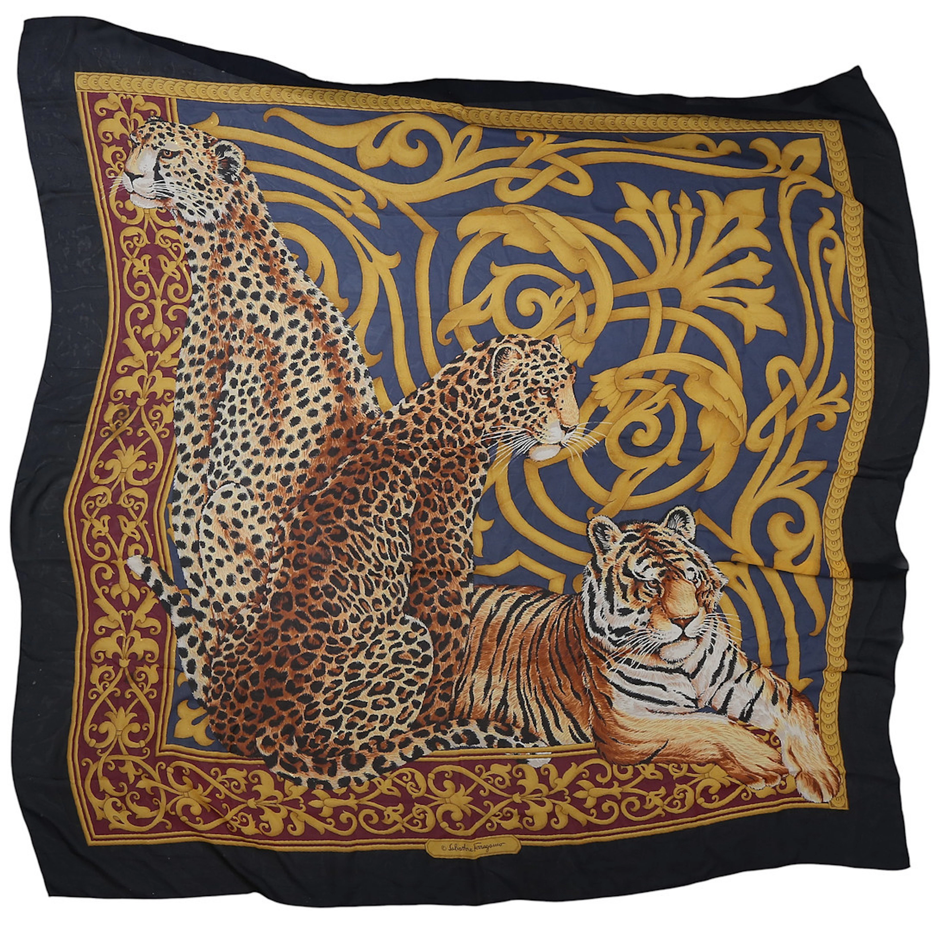 Printed silk scarf.