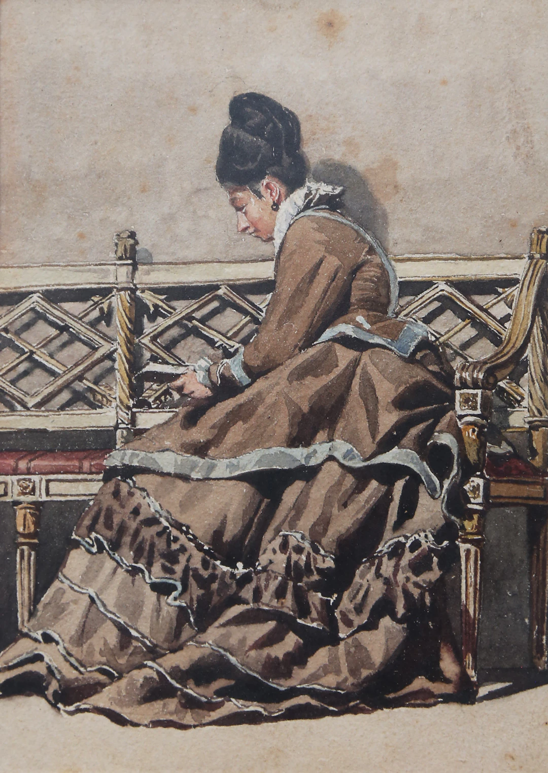 SPANISH SCHOOL, CIRCA 1860-1870. A girl reading.
