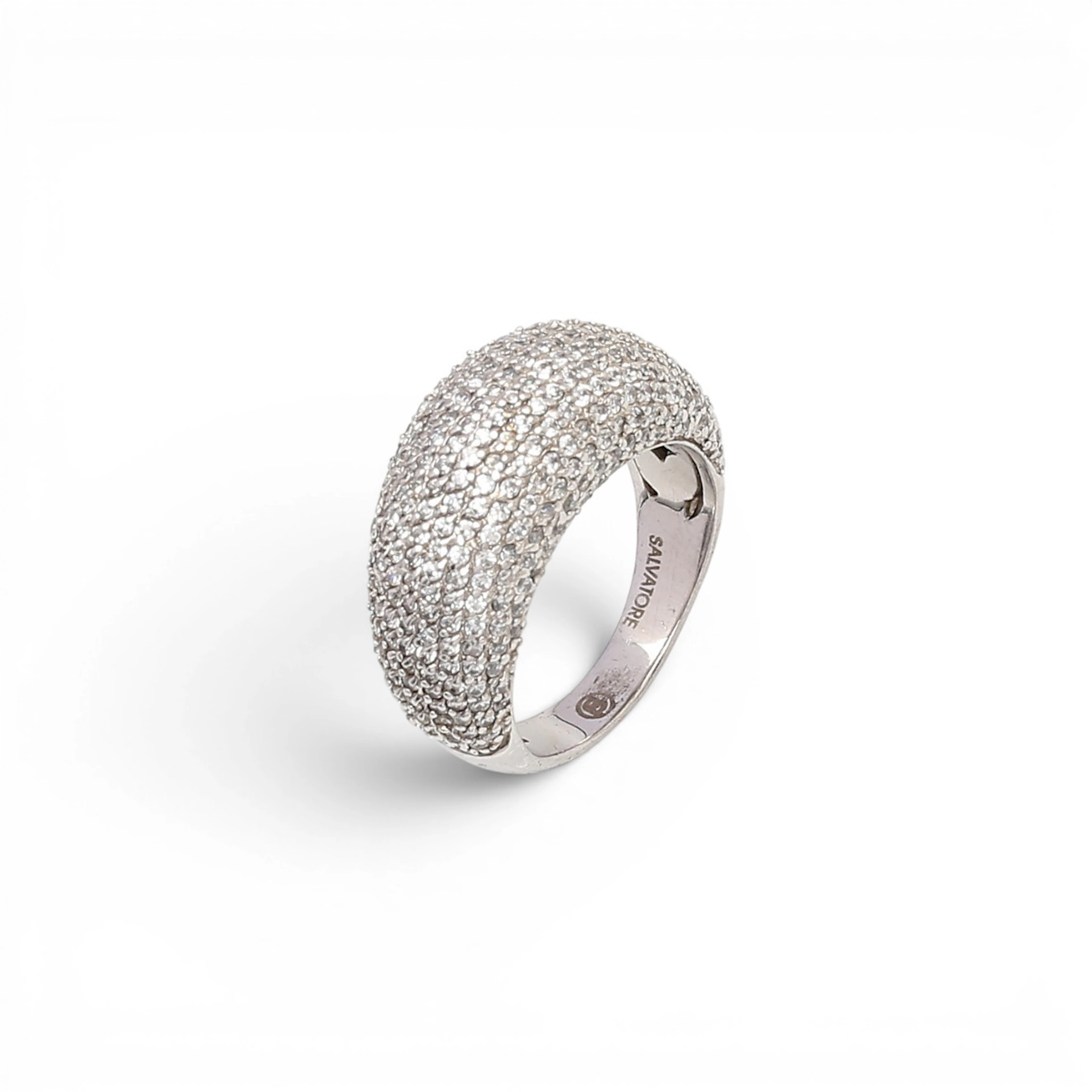 Bombée ring with zircons pavé.