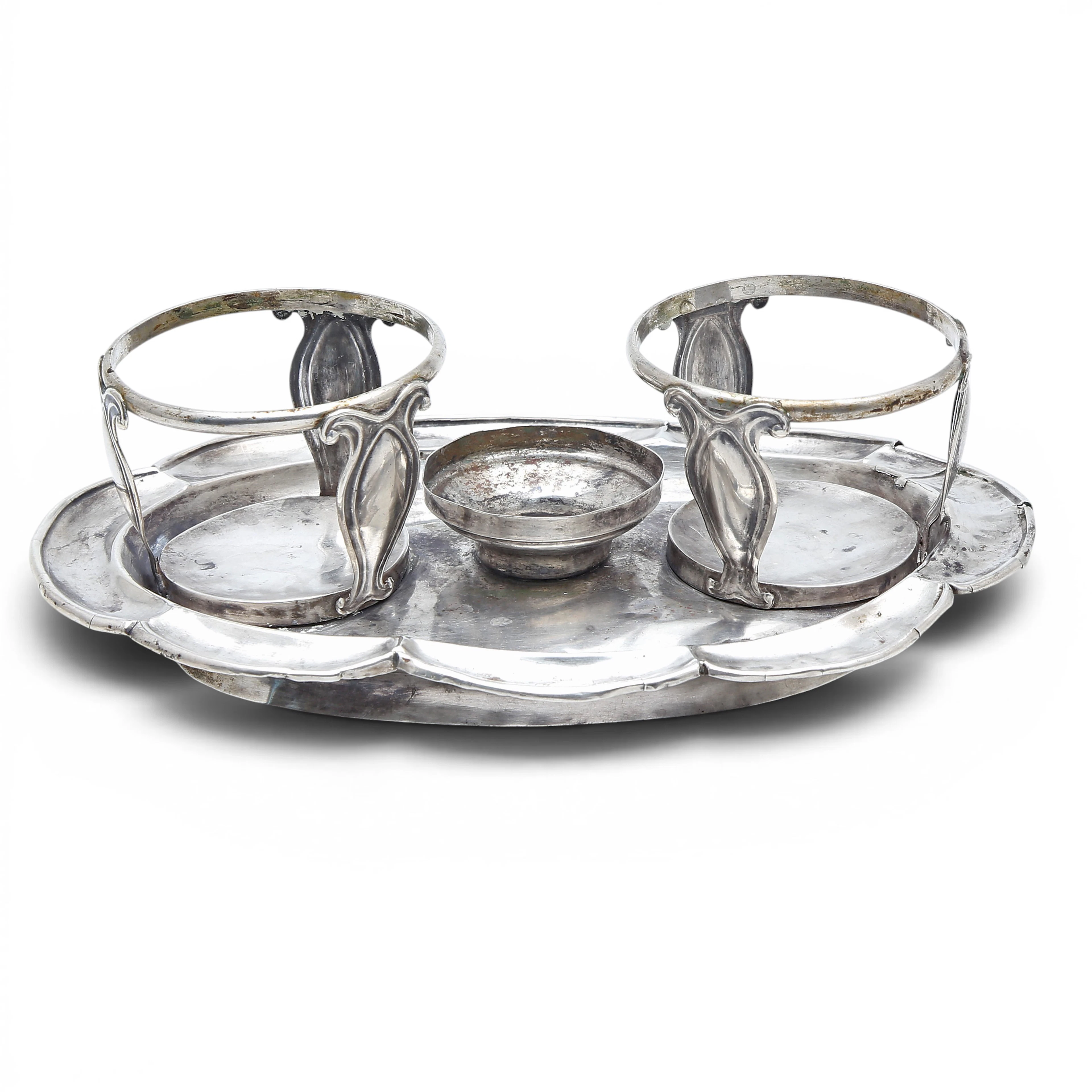 Cruets stand in Barcelona silver, second third of the 19th Century.
