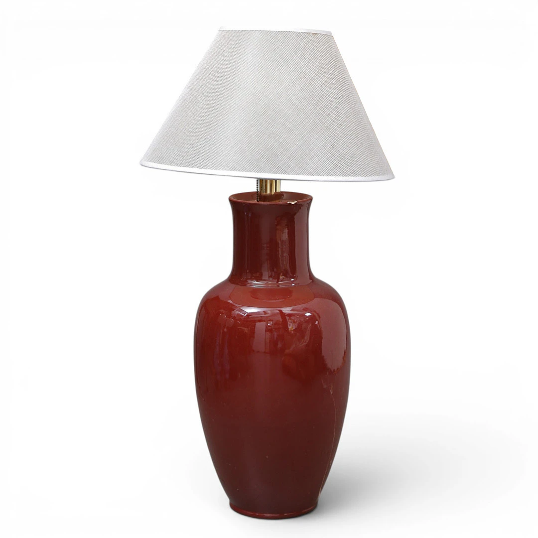 Chinese style vase-lamp in earthenware by Becara, 20th Century.