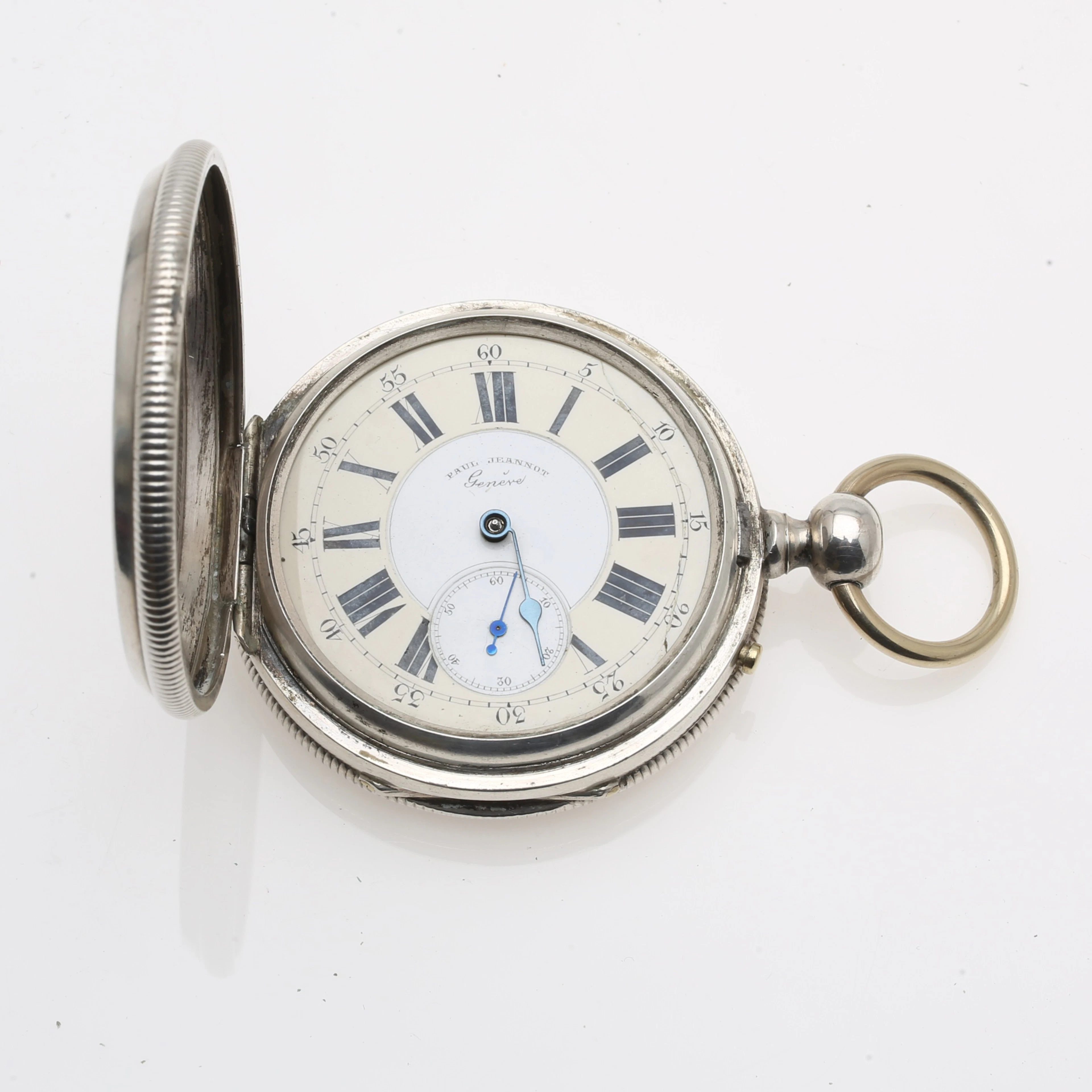 PAUL JEANNOT. Swiss silver savonette pocket watch, second half of