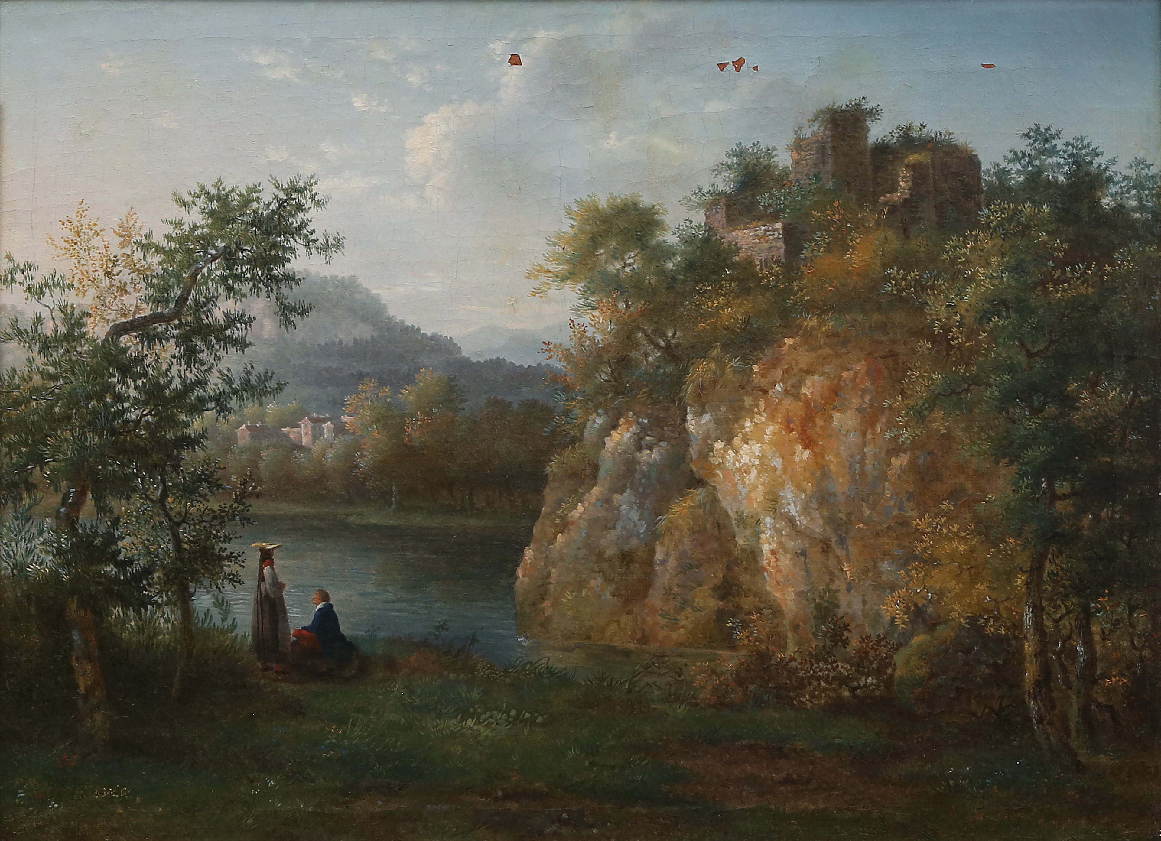 PROBABLY GERMAN SCHOOL, 19TH CENTURY. Landscape with figures.
