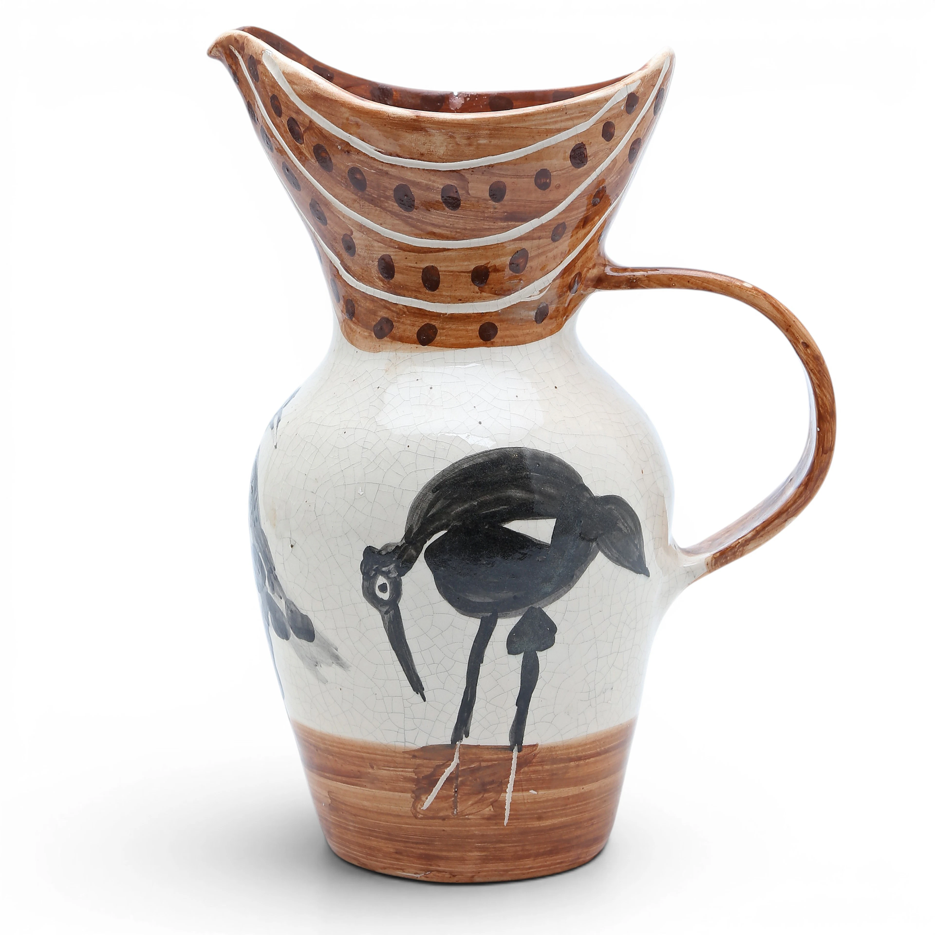 PABLO PICASSO. Jug depicting three birds.