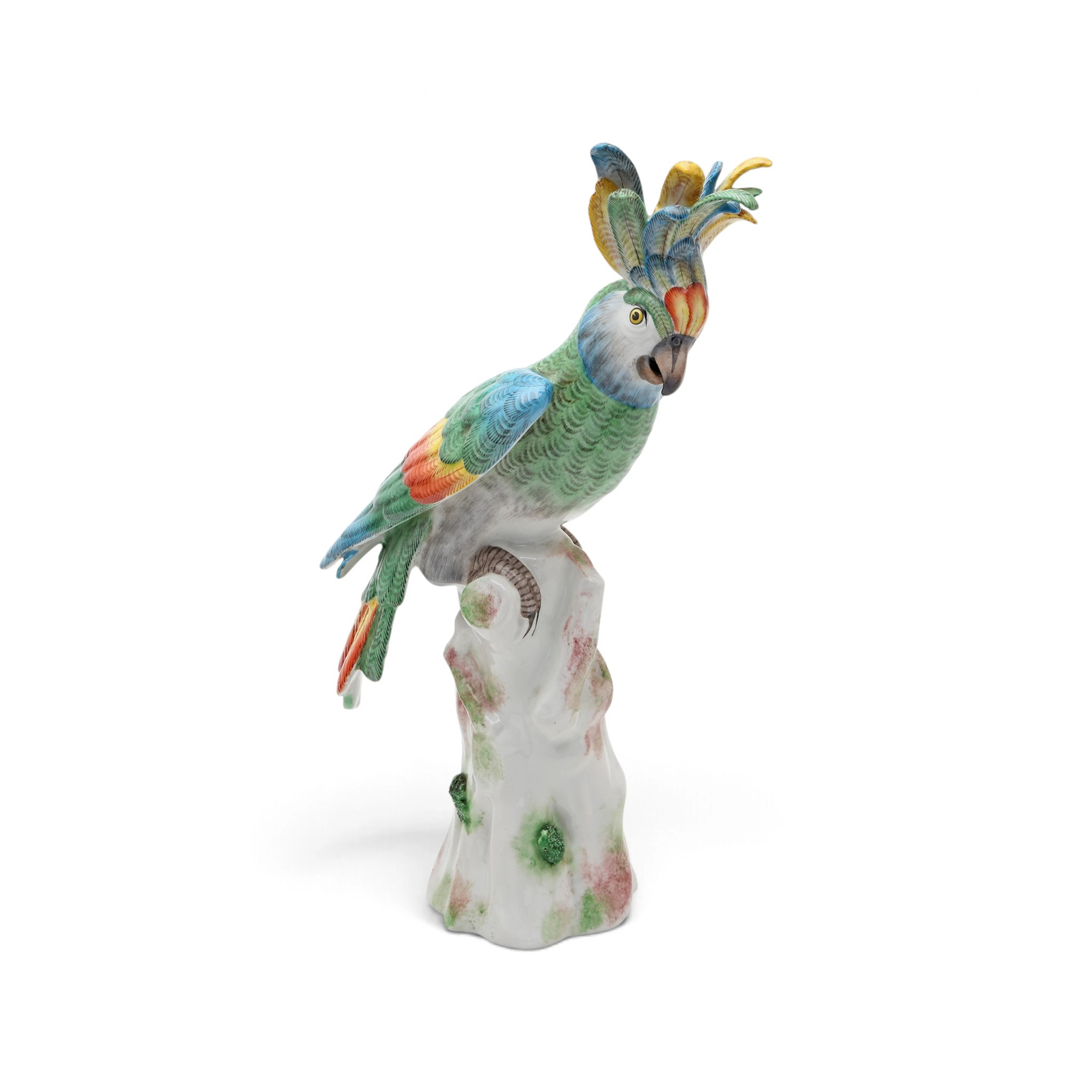 "Cockatoo", Paris porcelain sculpture by Bourdois & Bloch, early 20th century.