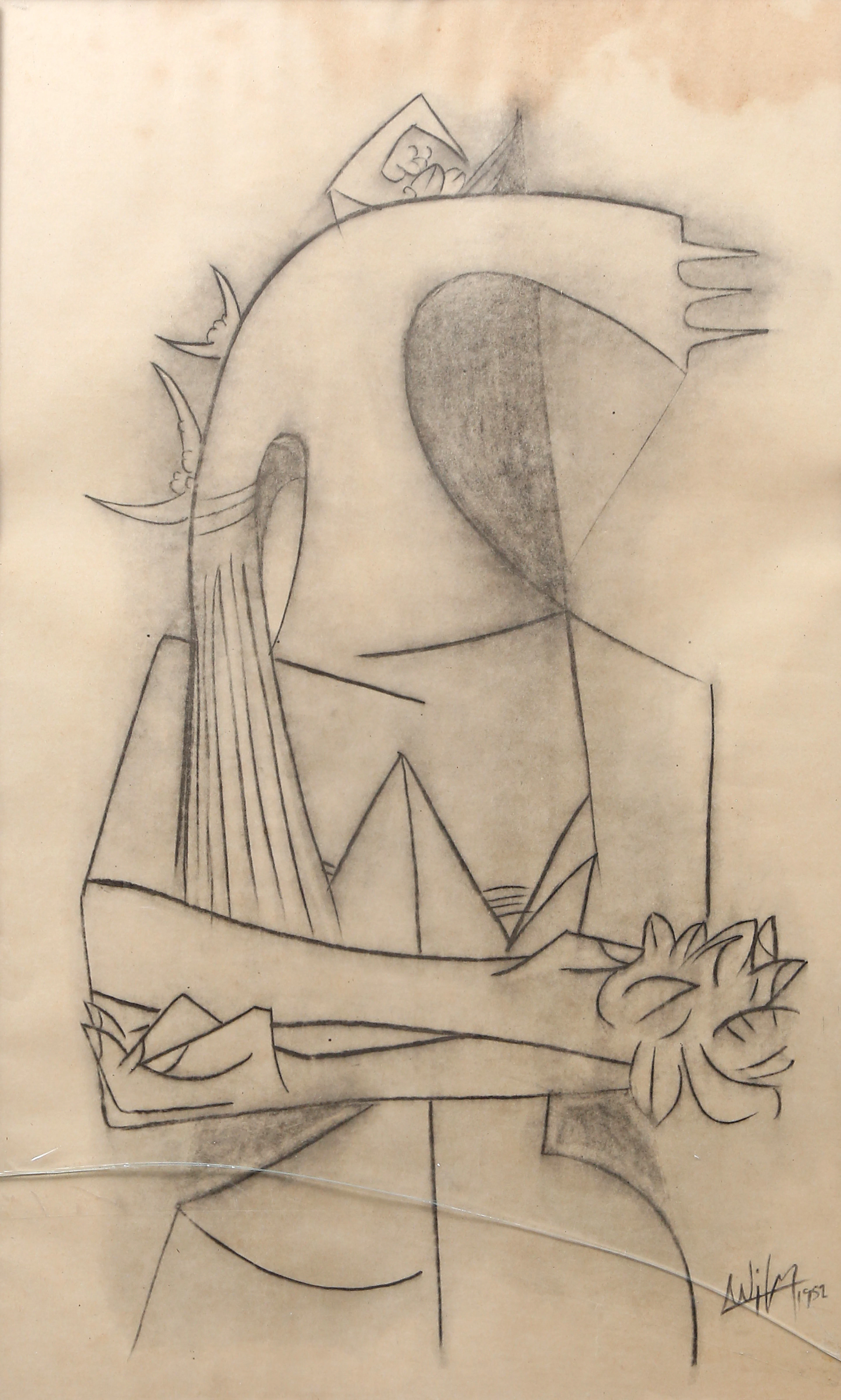 WIFREDO LAM. SEGÚN. "Figure with flowers".