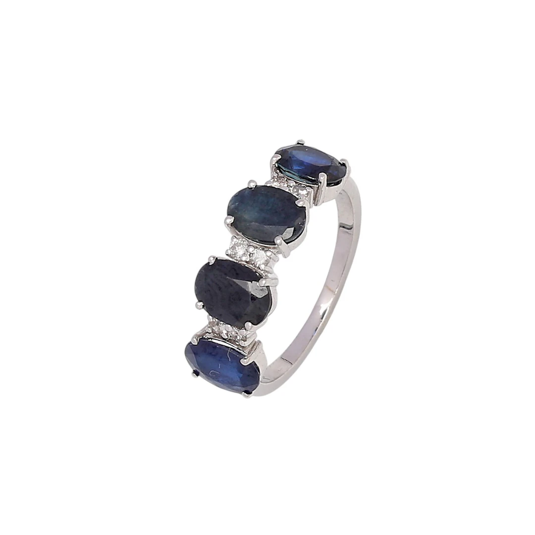 Sapphires and diamonds half-band wedding ring.