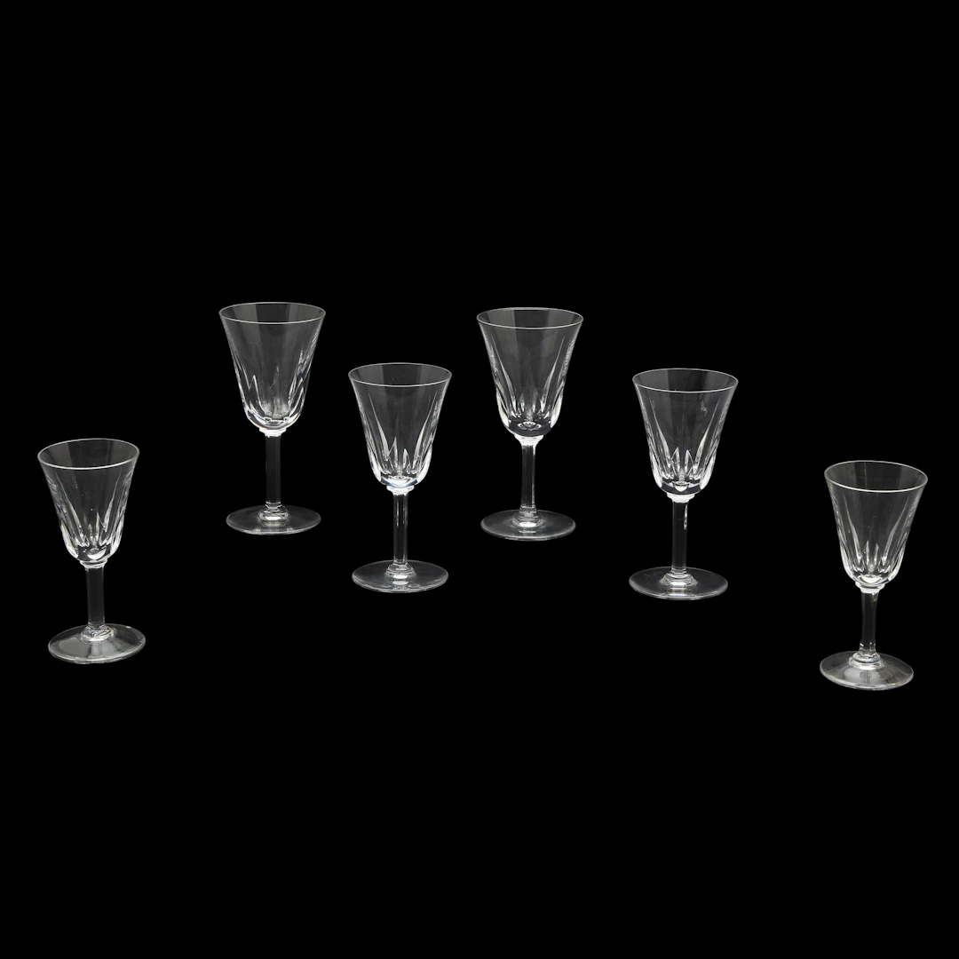Saint Louis crystal glassware set for eight.
