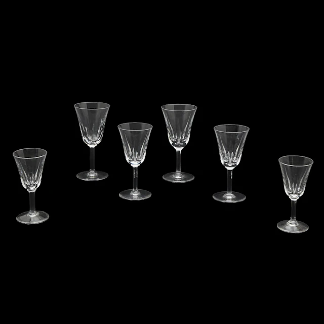 Saint Louis crystal glassware set for eight.