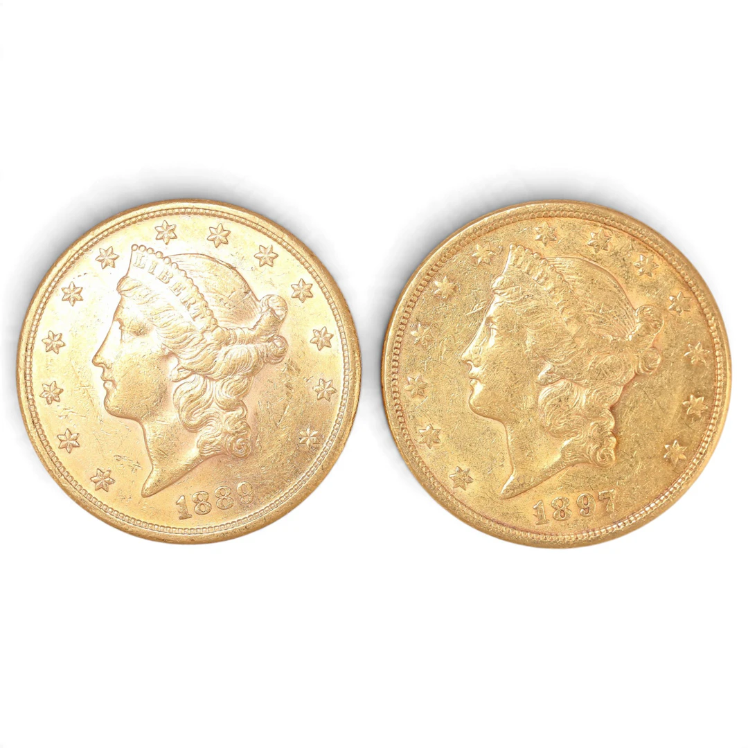Two United States gold coins, late 19th Century.