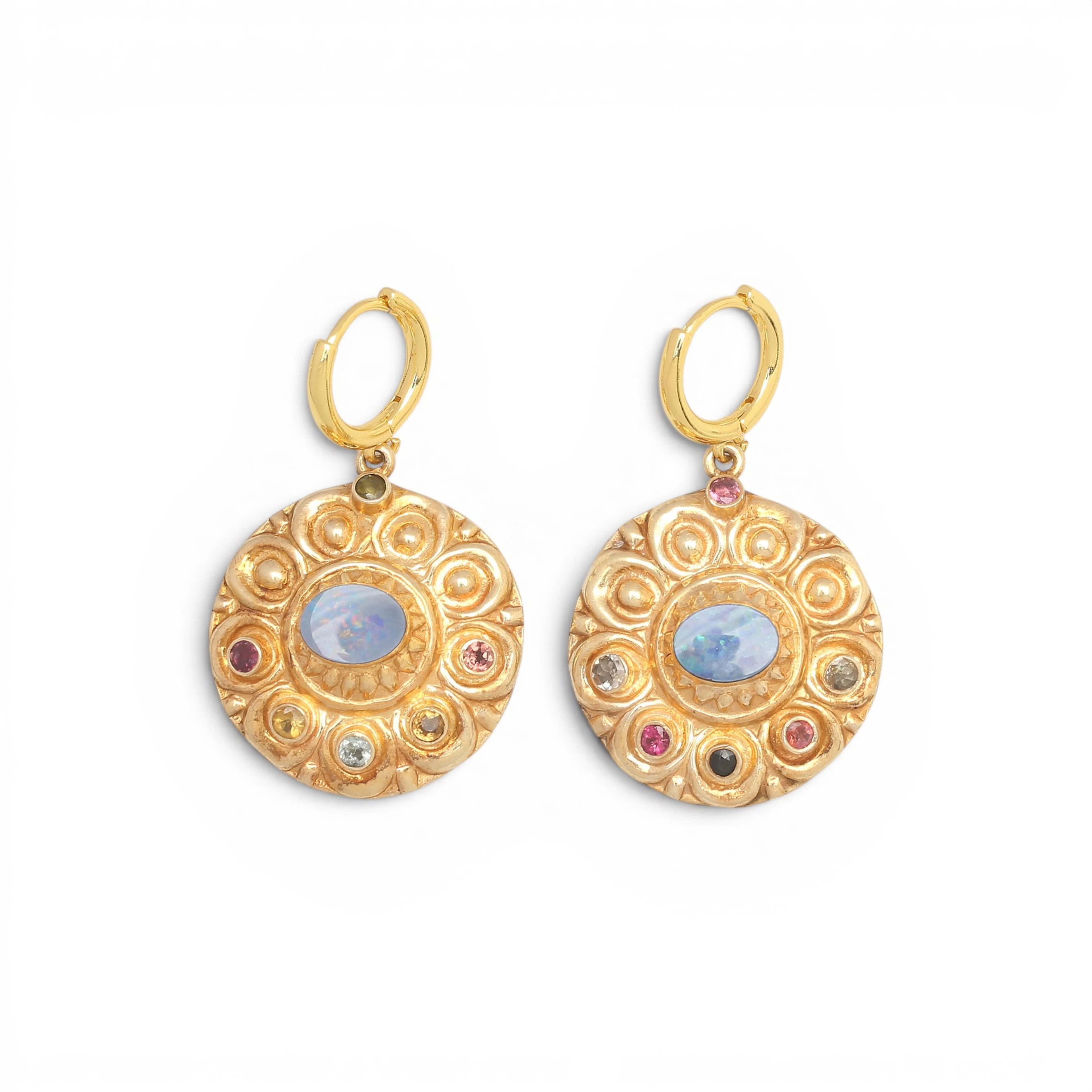 Opal and tourmalines earrings.