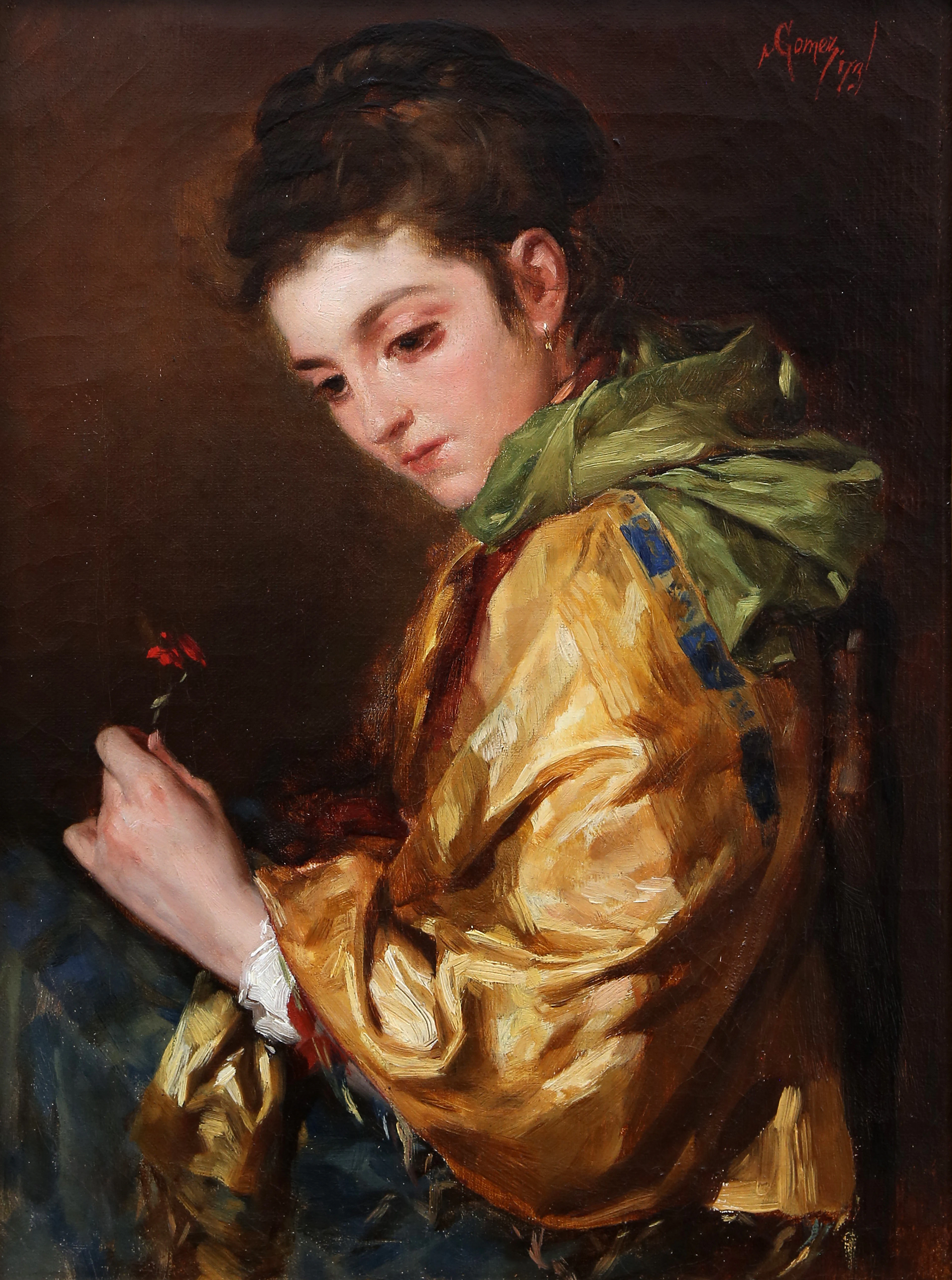SIMÓ GÓMEZ ARASA. Young woman with a flower.